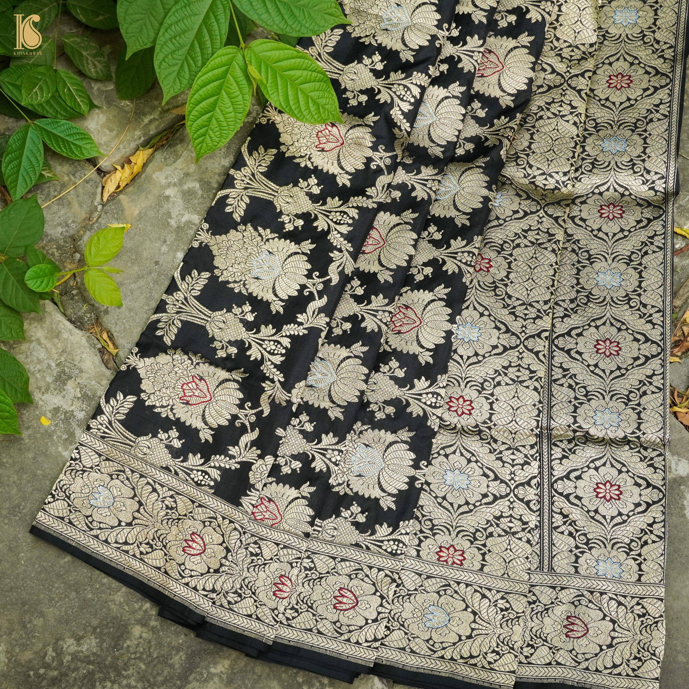 Handwoven Pure Katan Silk Banarasi Mughal Boota Saree - Khinkhwab