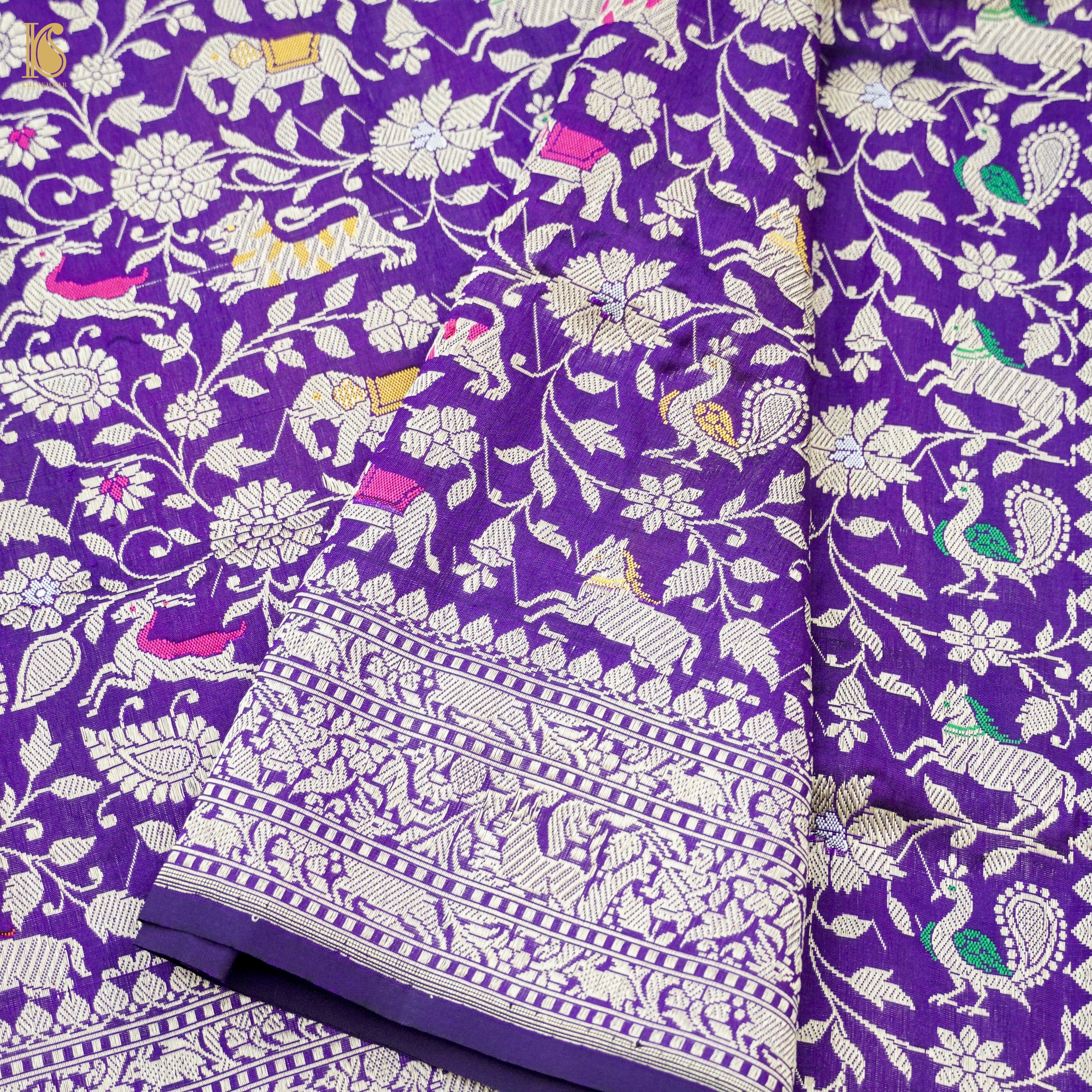 Handwoven Katan Silk Banarasi Shikargah Saree