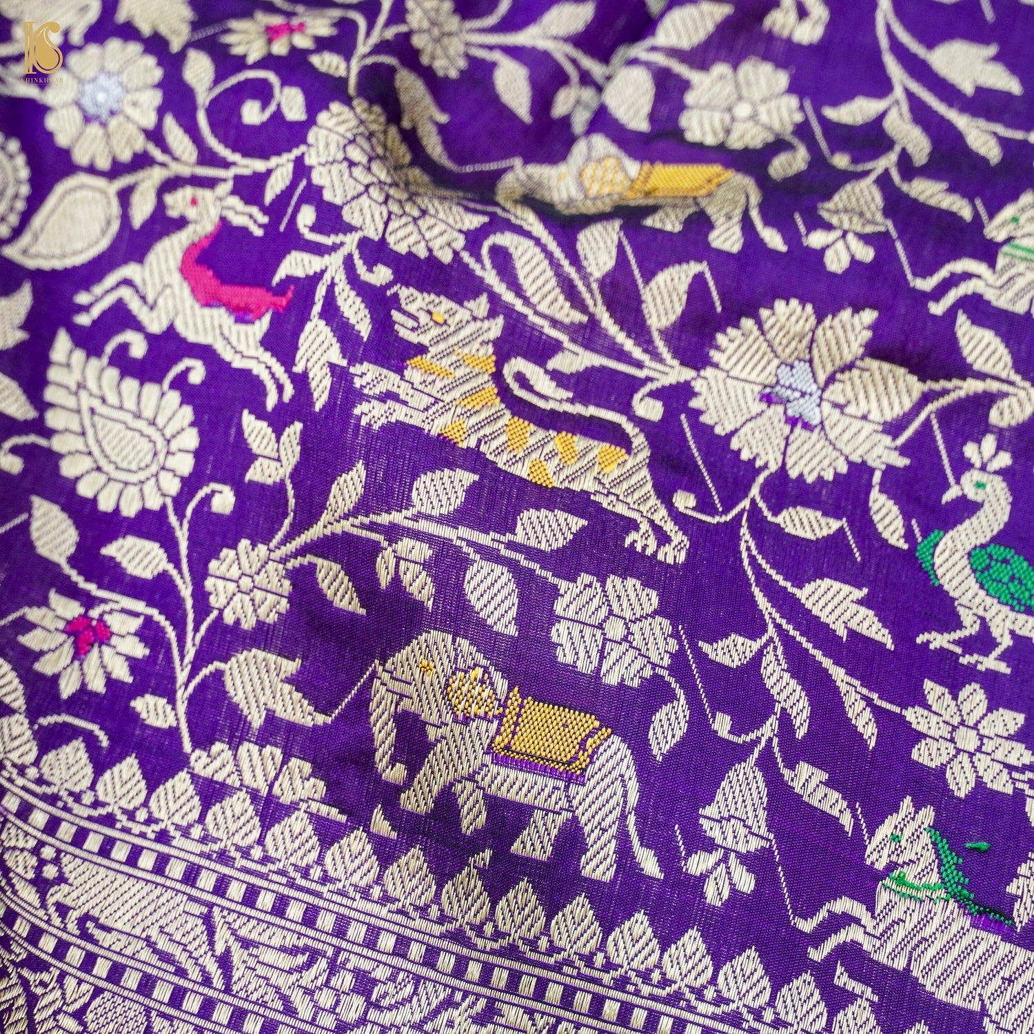 Handwoven Katan Silk Banarasi Shikargah Saree