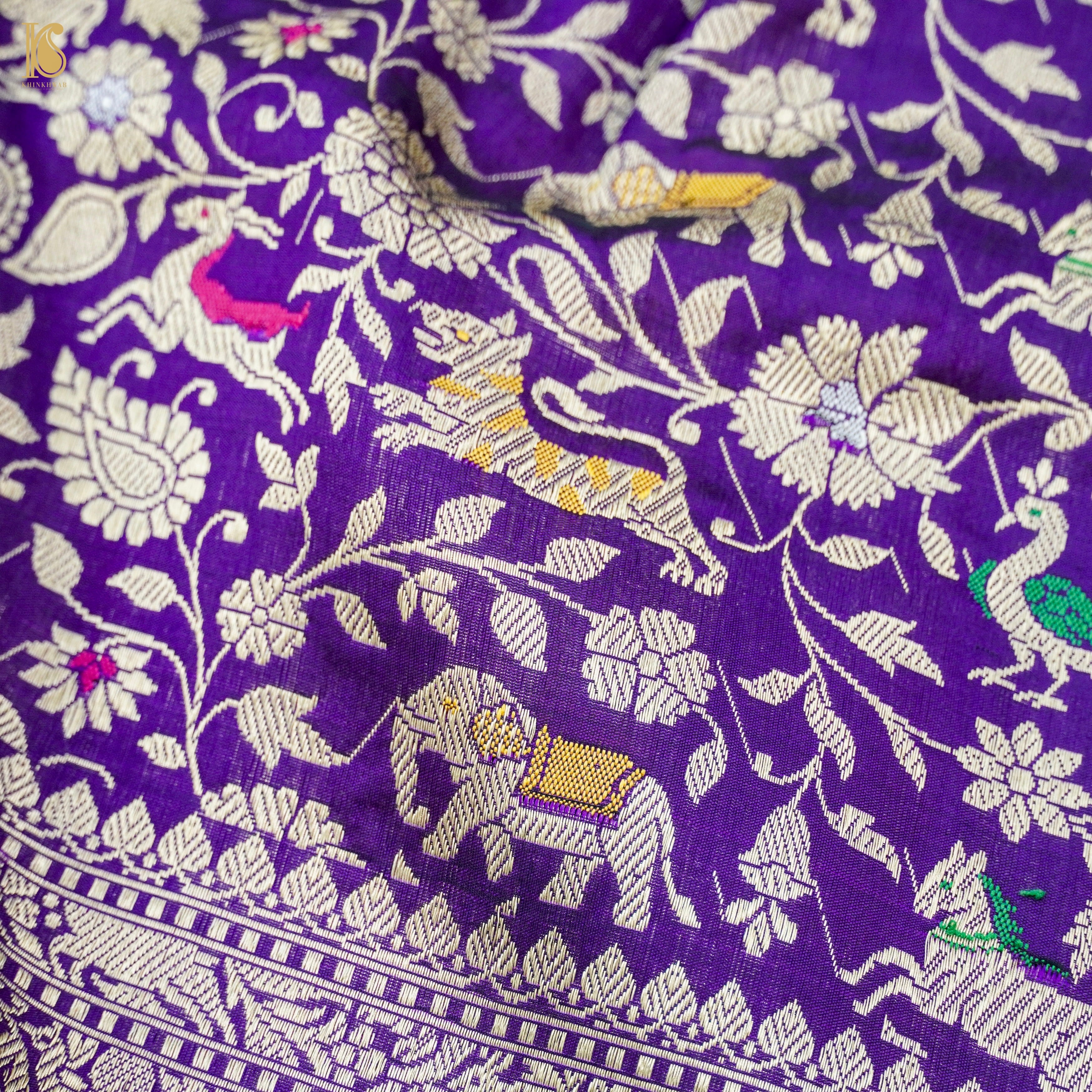 Handwoven Katan Silk Banarasi Shikargah Saree