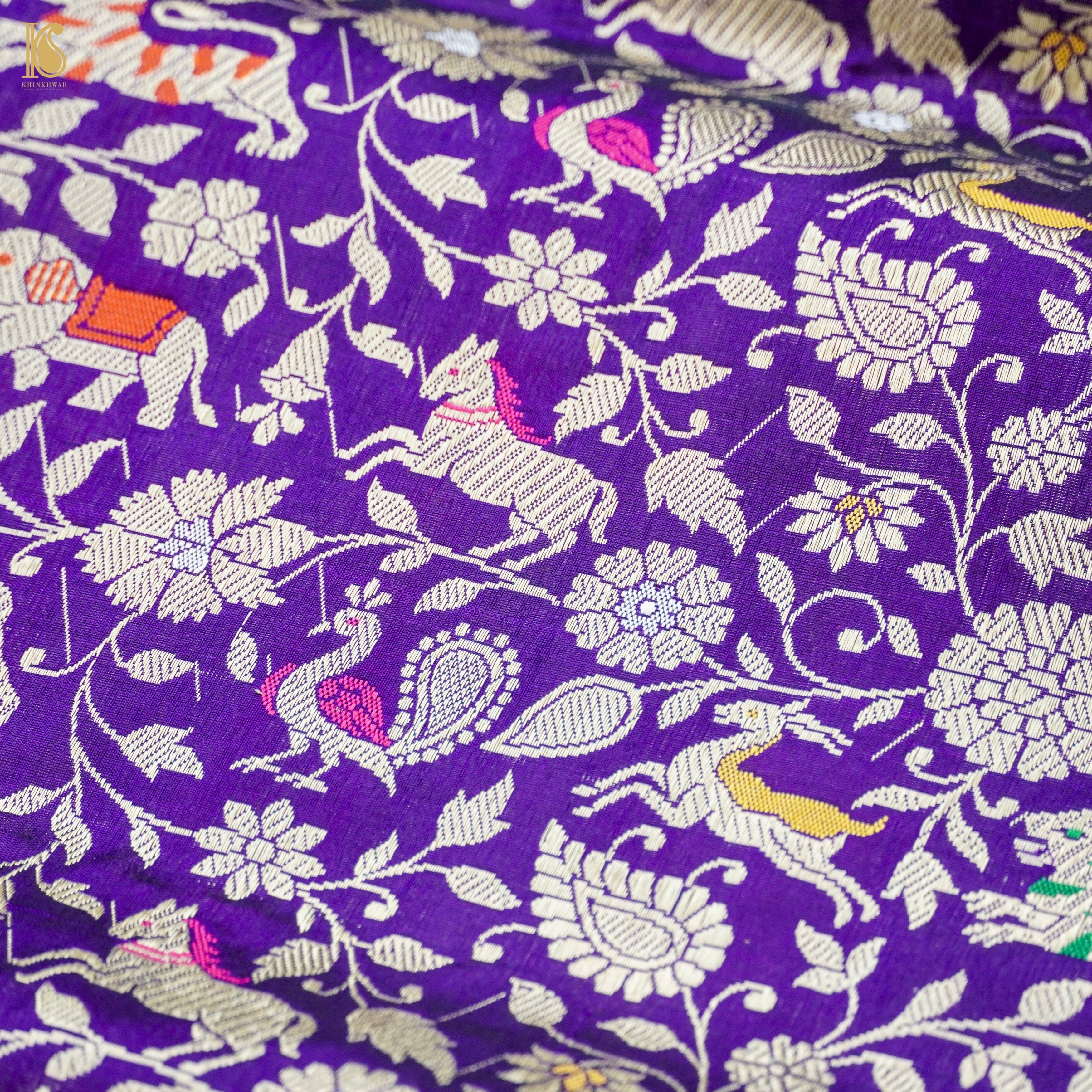 Handwoven Katan Silk Banarasi Shikargah Saree
