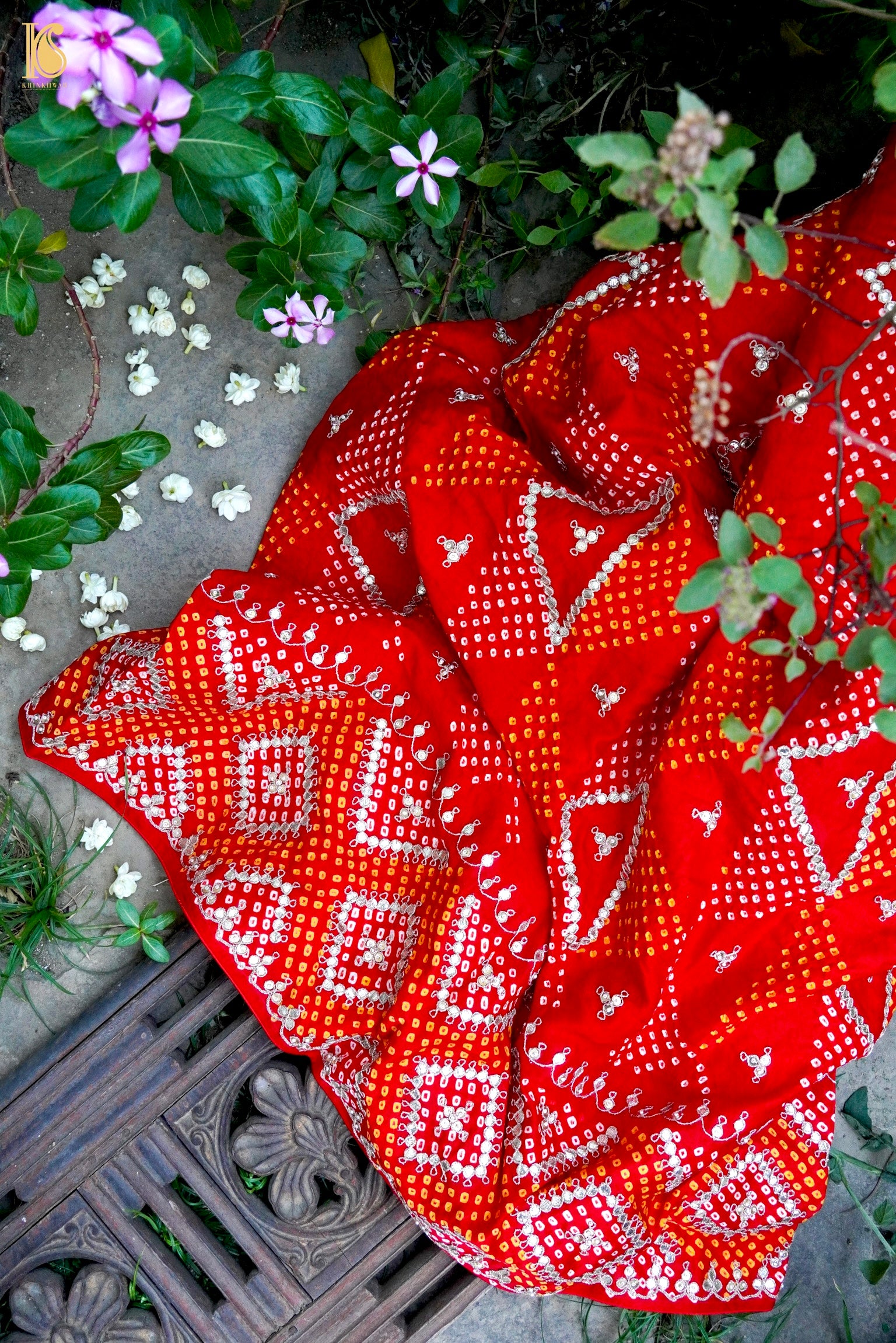 Gajji Silk Bandhani Gotta Patti Saree