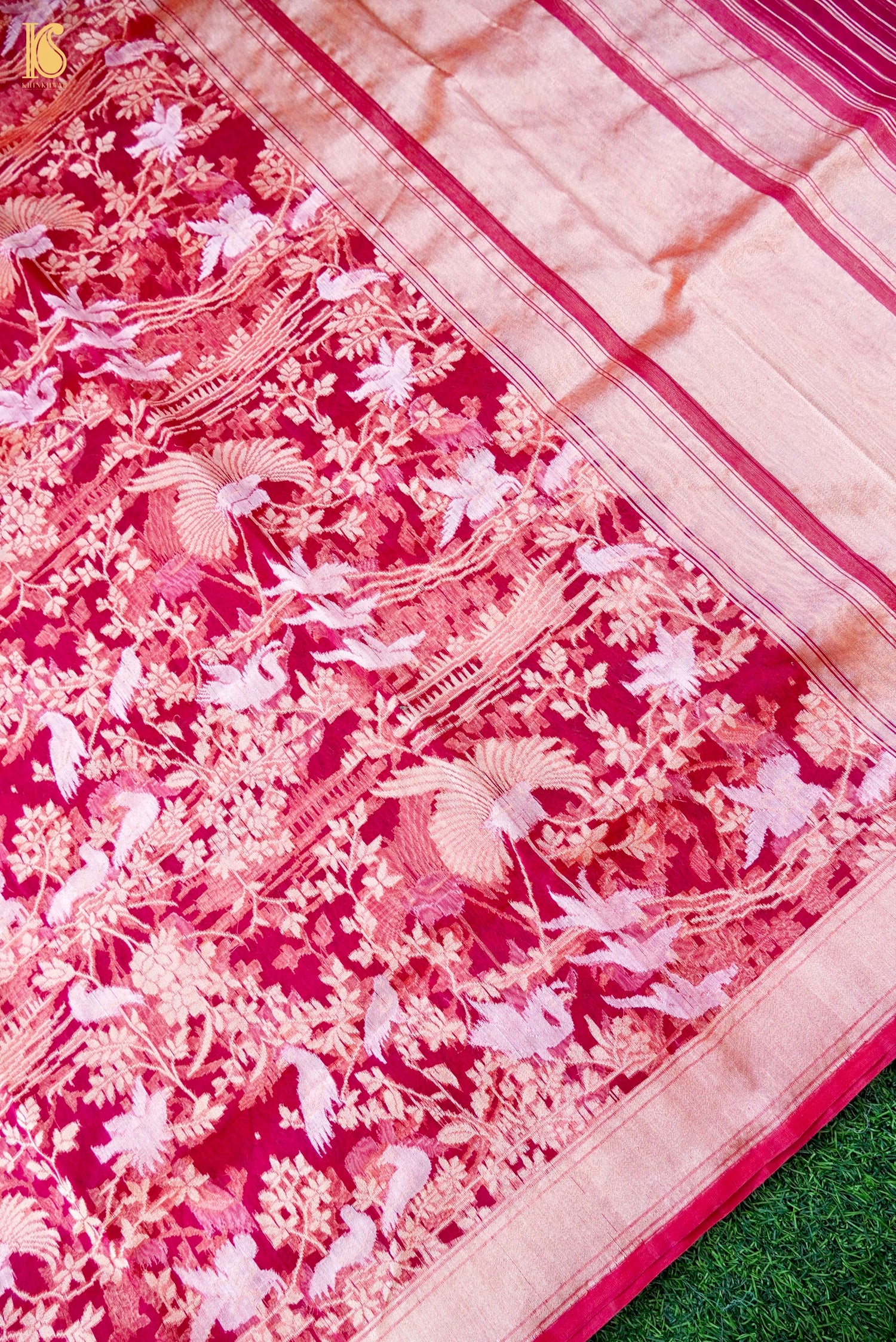 Handloom Kora Silk Banarasi Ektara Shikargah Dupatta