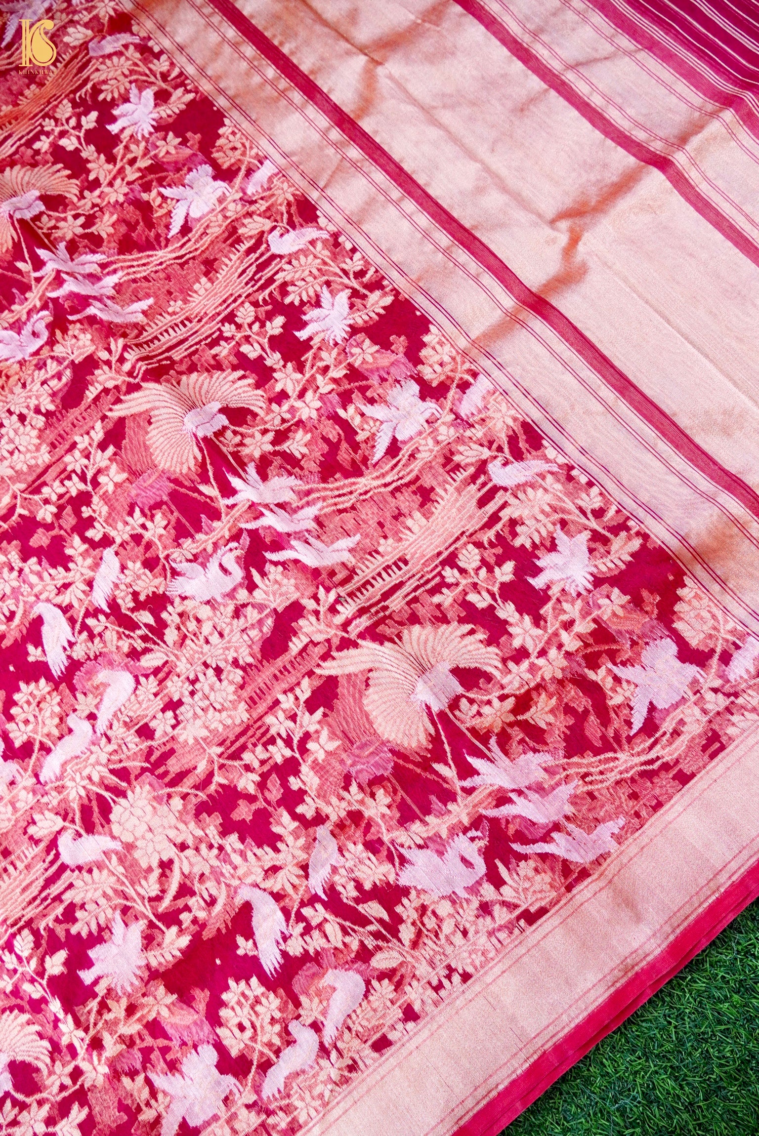 Handloom Kora Silk Banarasi Ektara Shikargah Dupatta