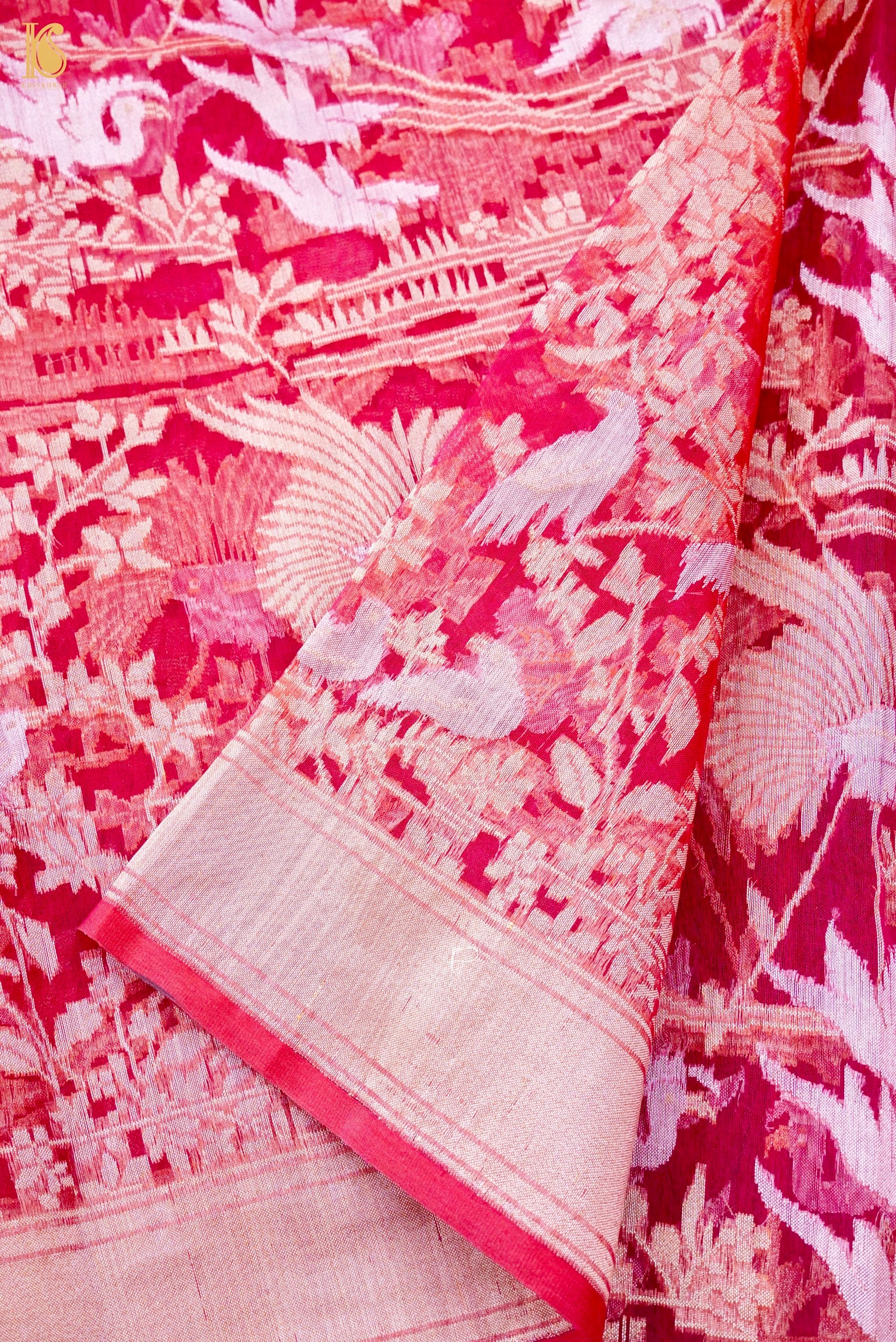 Handloom Kora Silk Banarasi Ektara Shikargah Dupatta