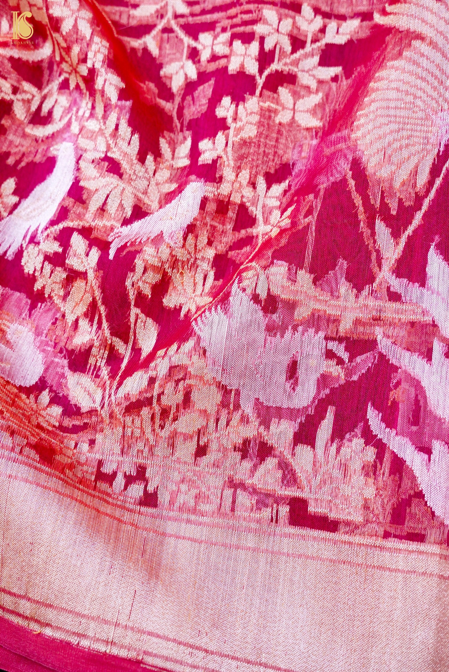 Handloom Kora Silk Banarasi Ektara Shikargah Dupatta