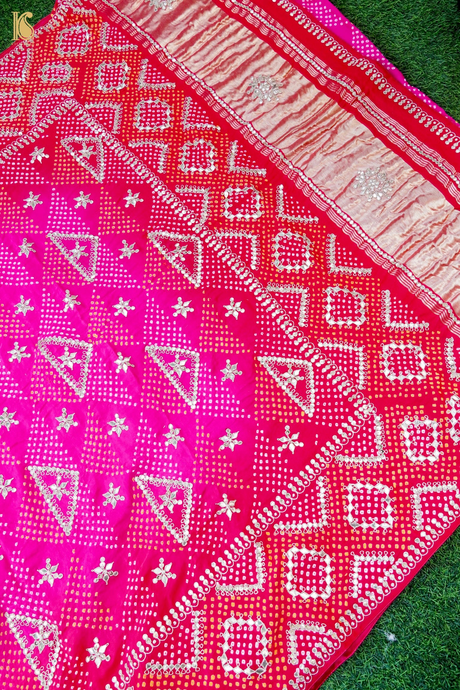 Gajji Silk Bandhani Gotta Patti Saree