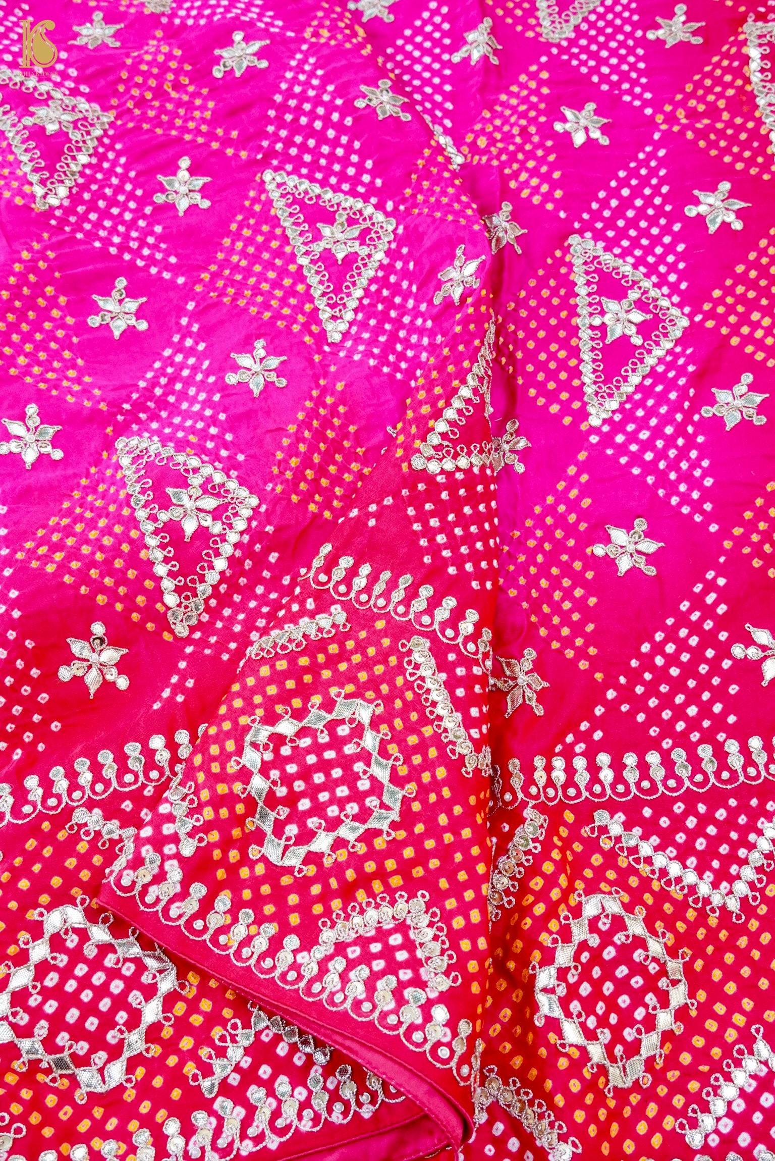 Gajji Silk Bandhani Gotta Patti Saree