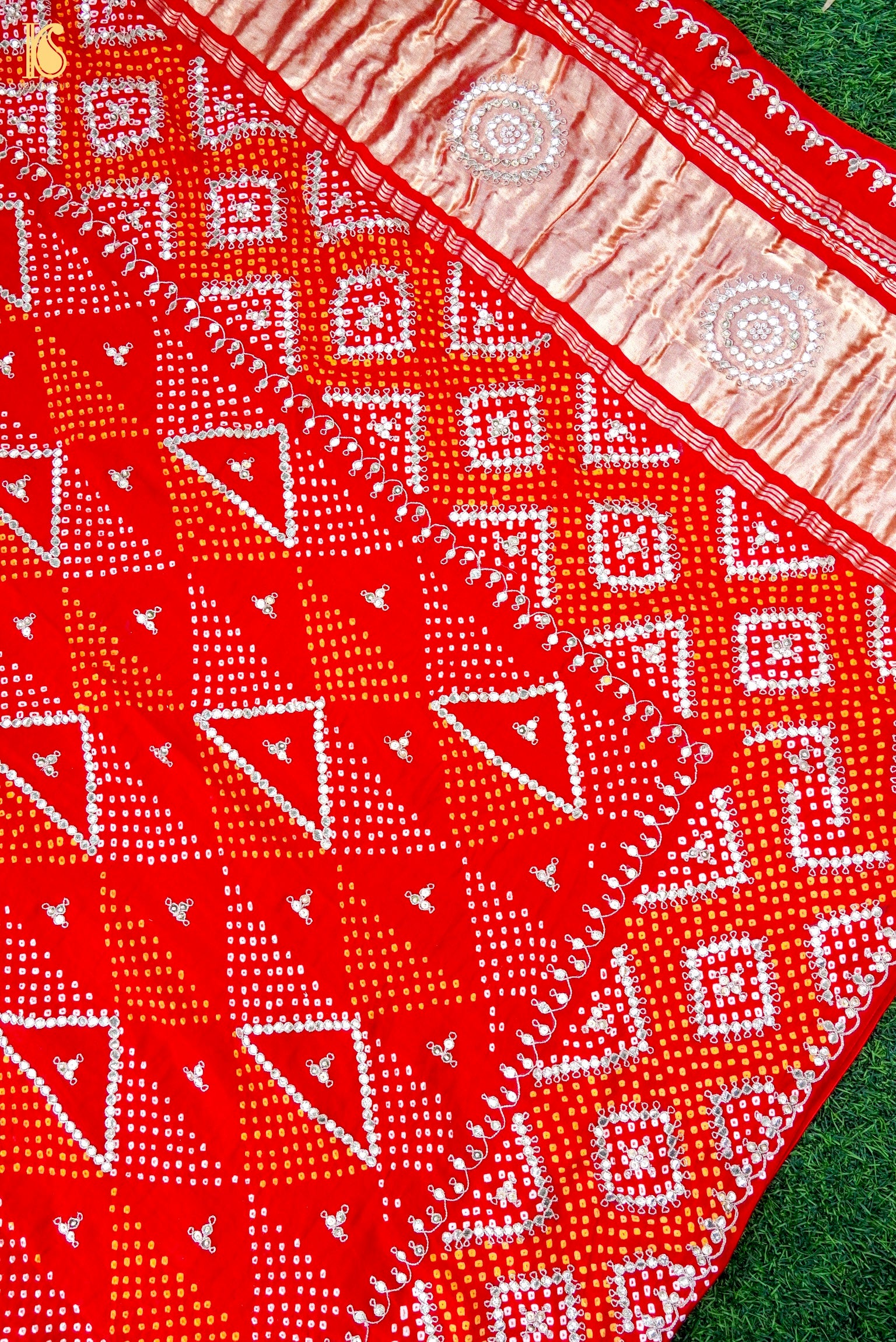 Gajji Silk Bandhani Gotta Patti Saree