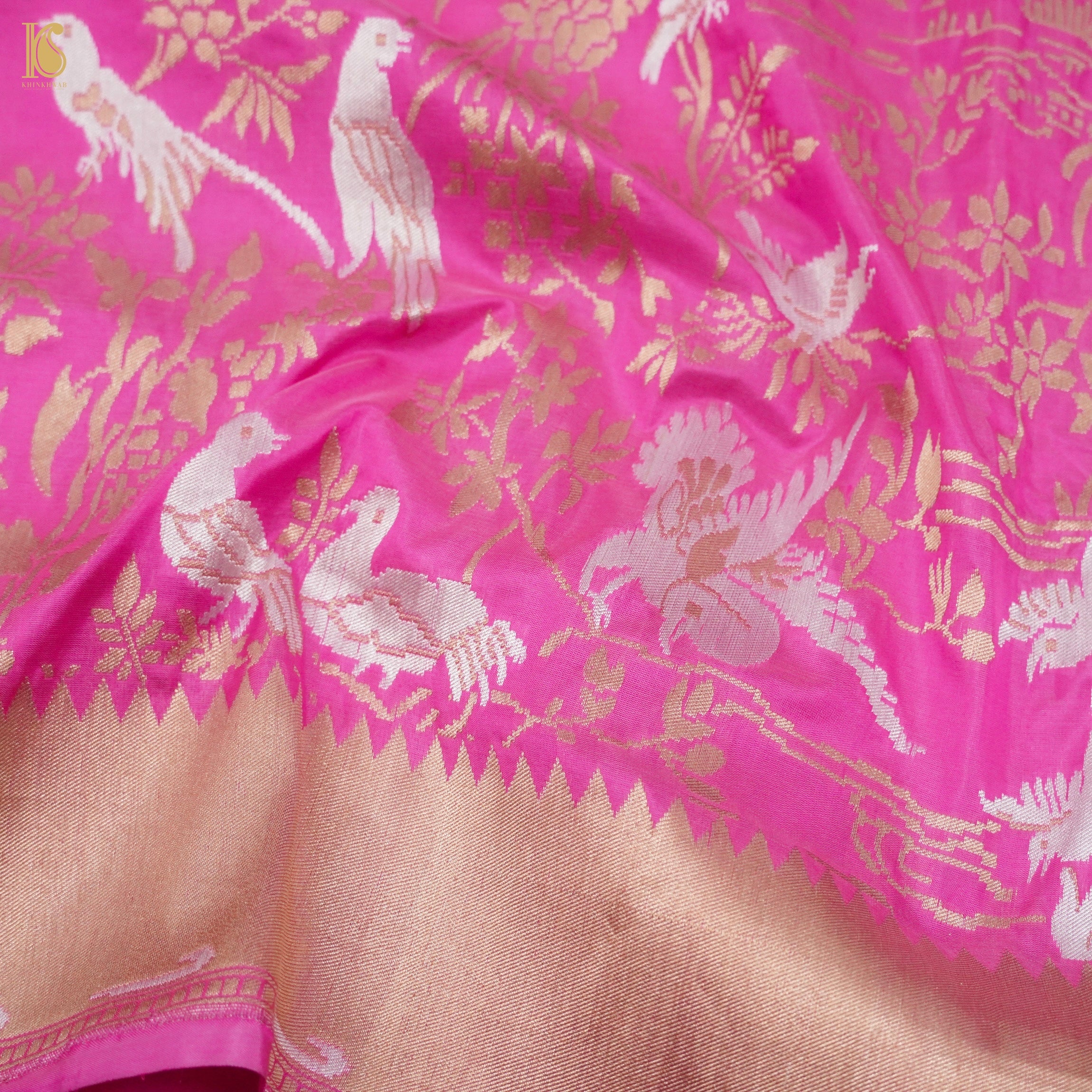 Katan Silk Shikargah Banarasi Saree | Bulbul - Khinkhwab