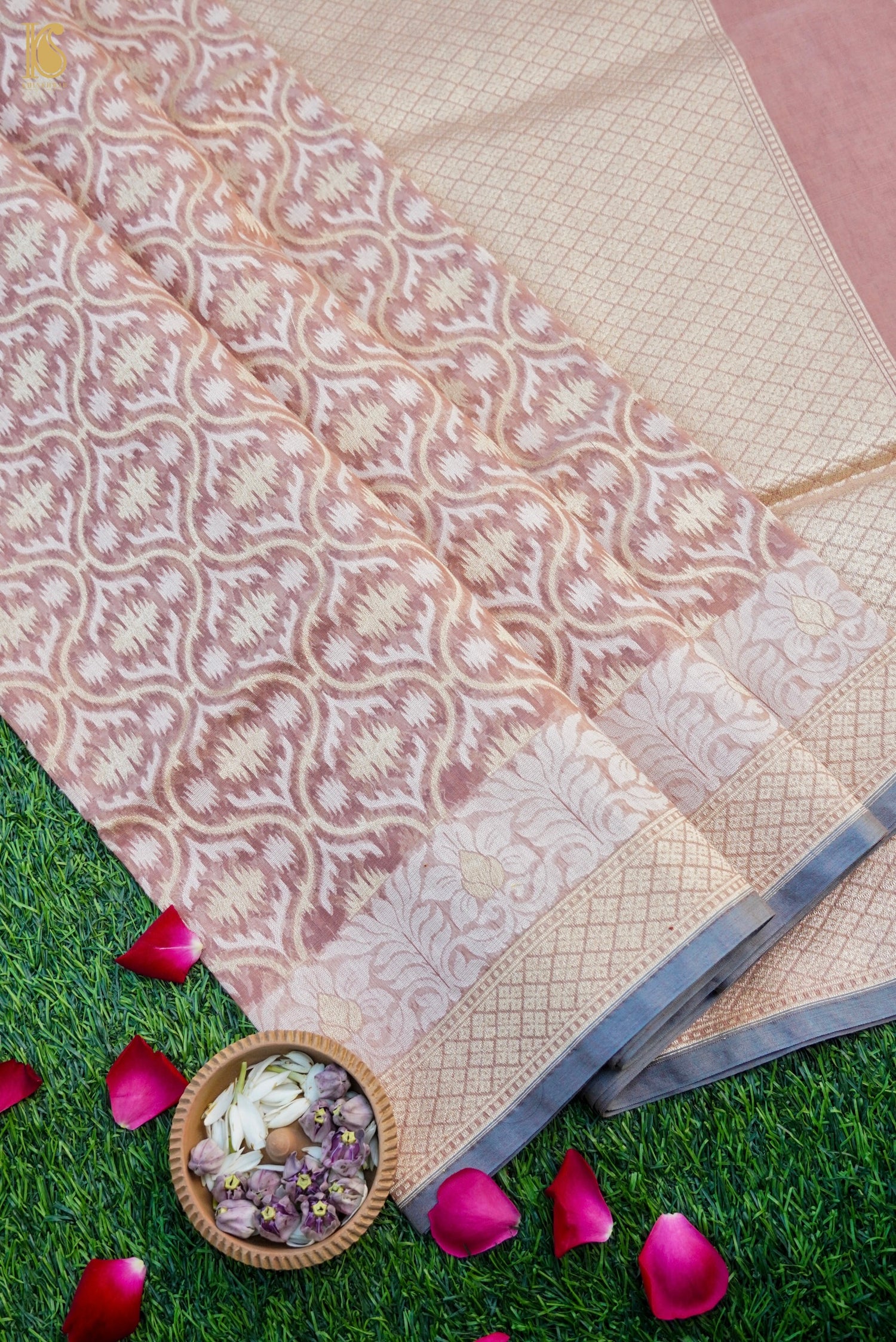 Handloom Kora Cotton Banarasi Resham Weave Saree