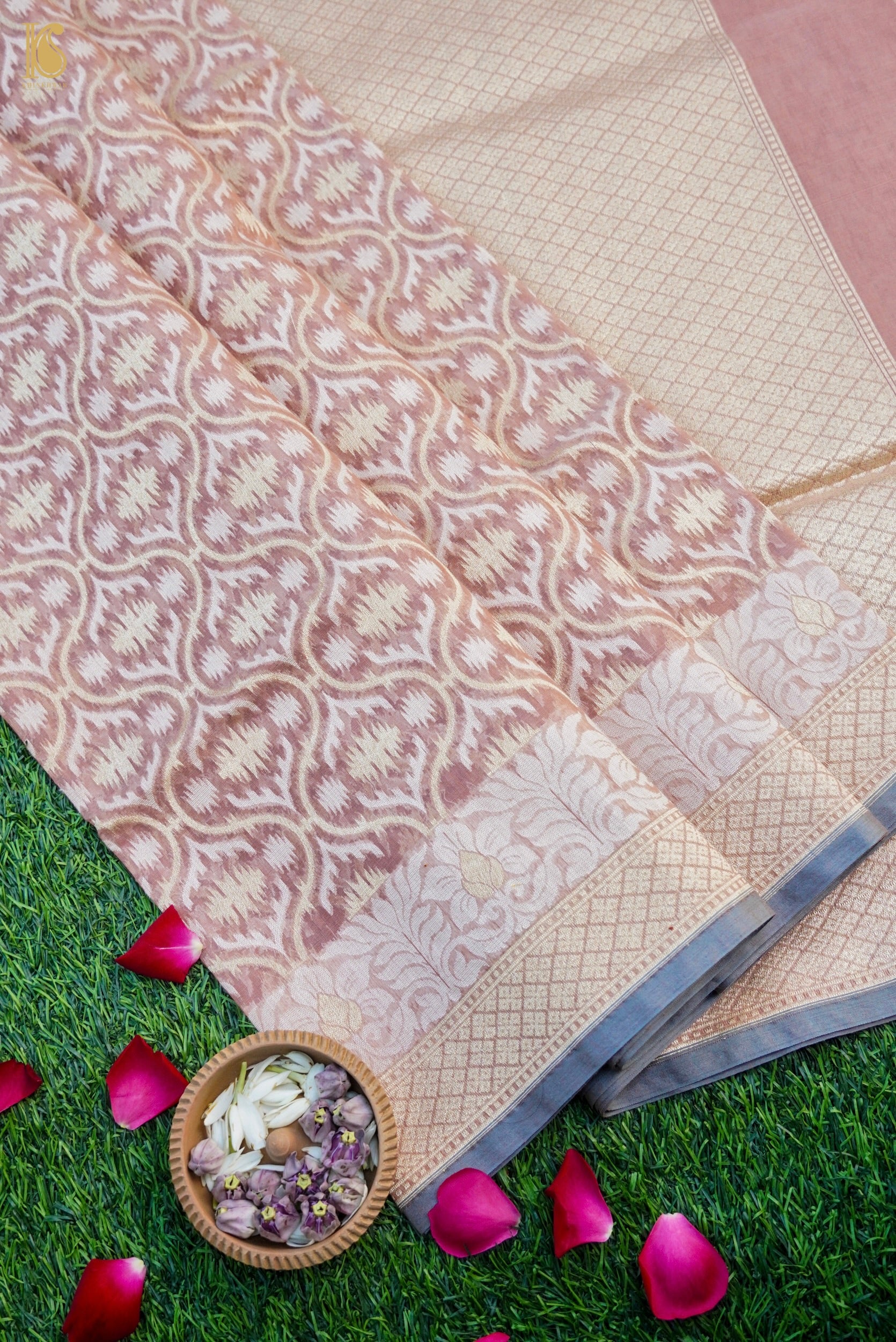 Handloom Kora Cotton Banarasi Resham Weave Saree