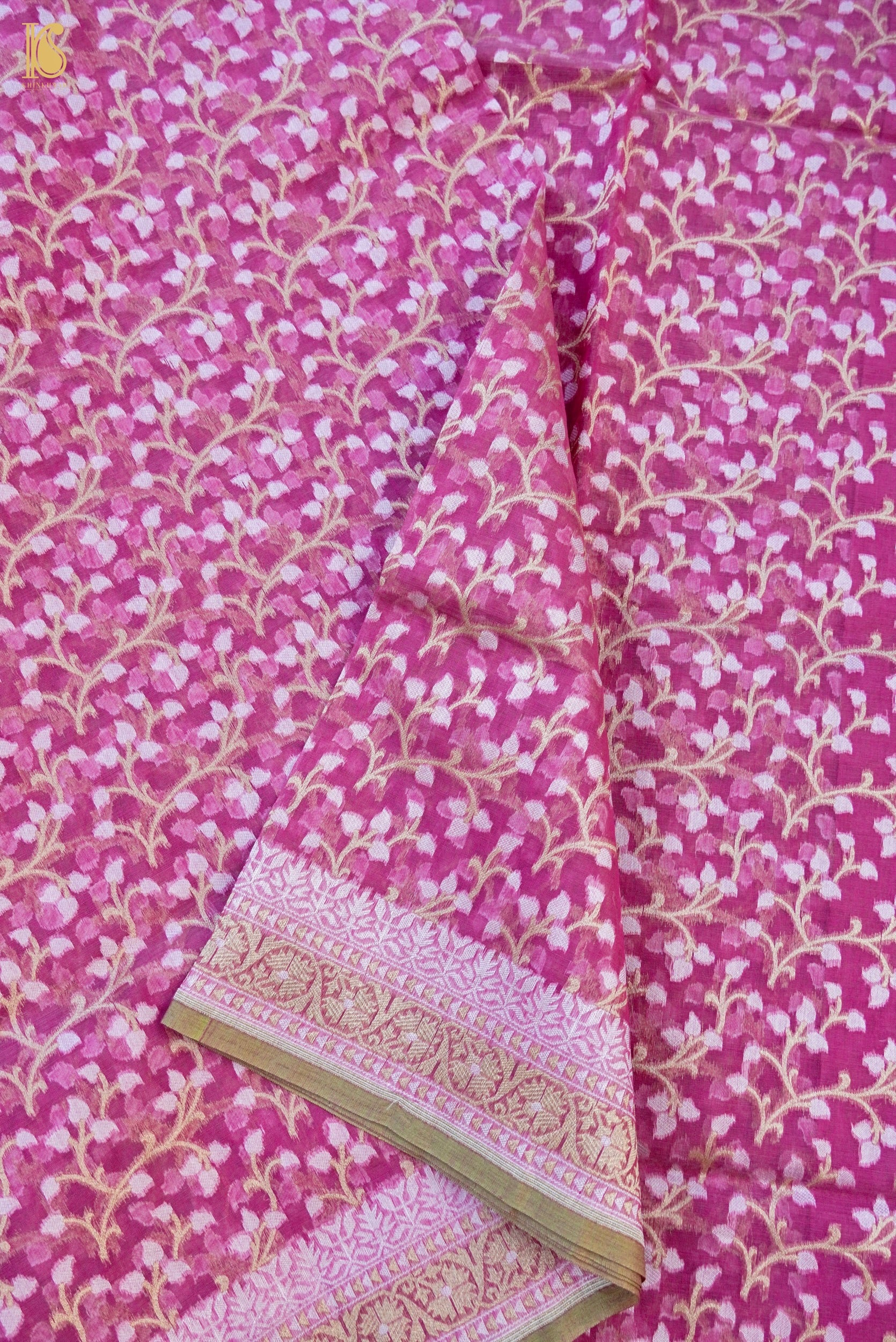 Handloom Kora Cotton Banarasi Resham Weave Saree