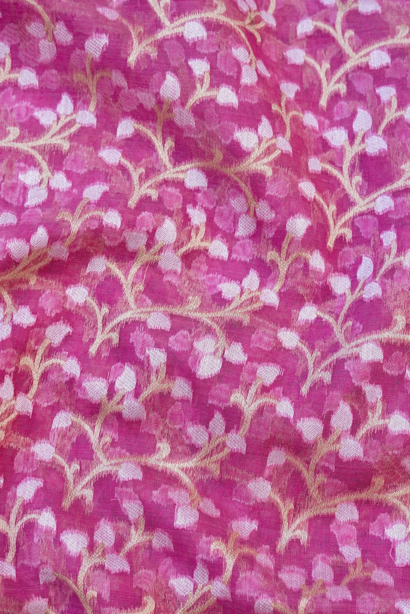 Handloom Kora Cotton Banarasi Resham Weave Saree