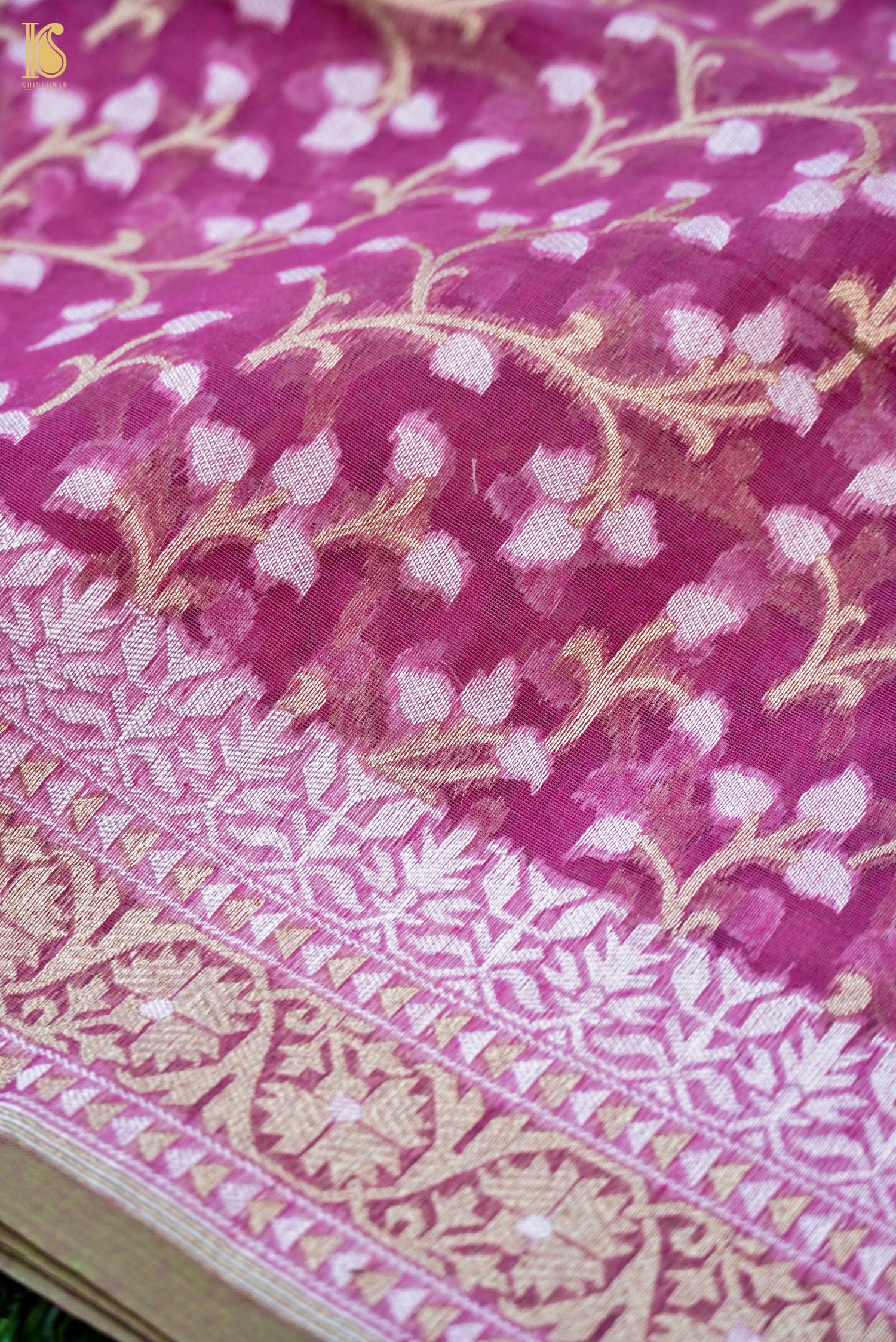 Handloom Kora Cotton Banarasi Resham Weave Saree