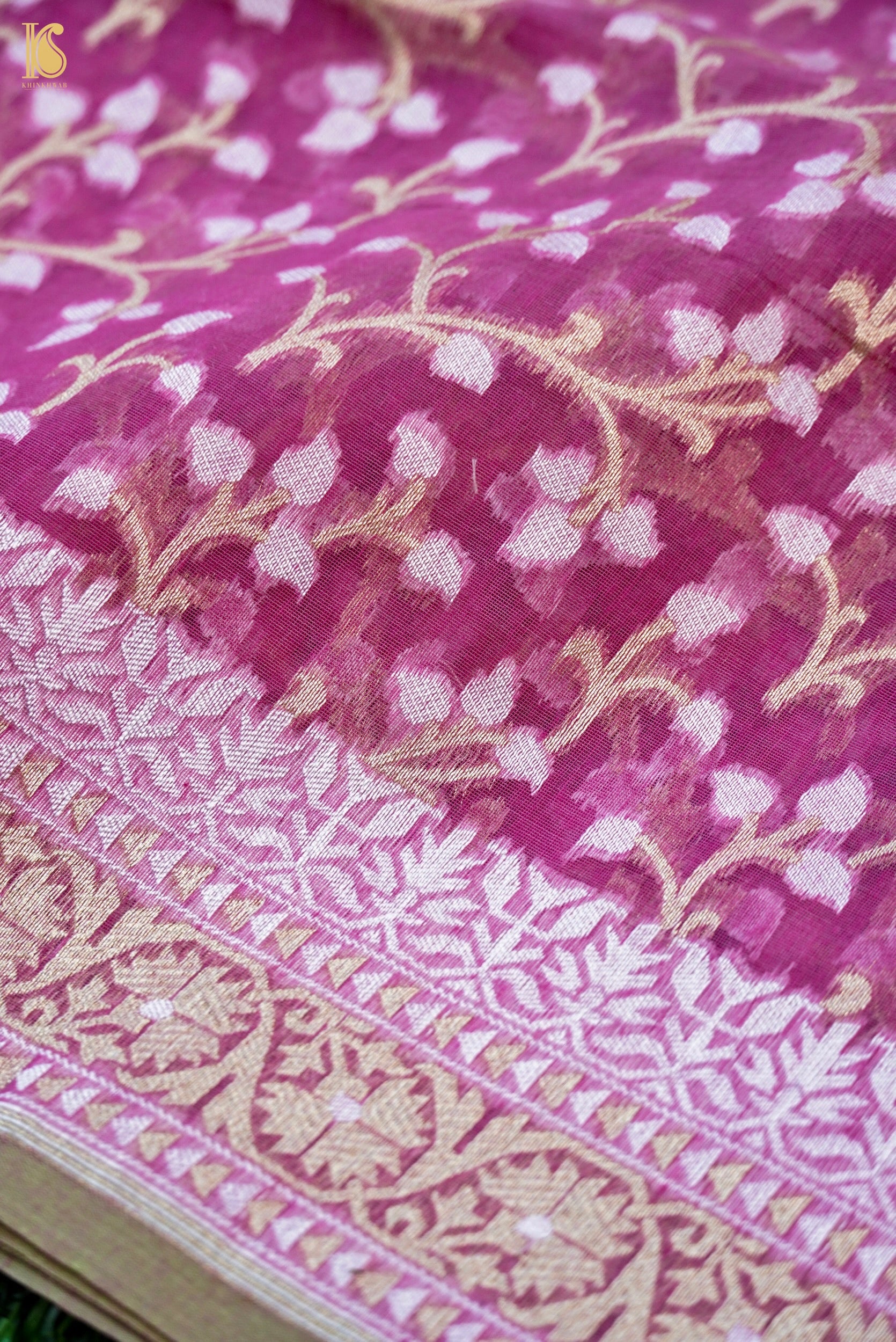 Handloom Kora Cotton Banarasi Resham Weave Saree