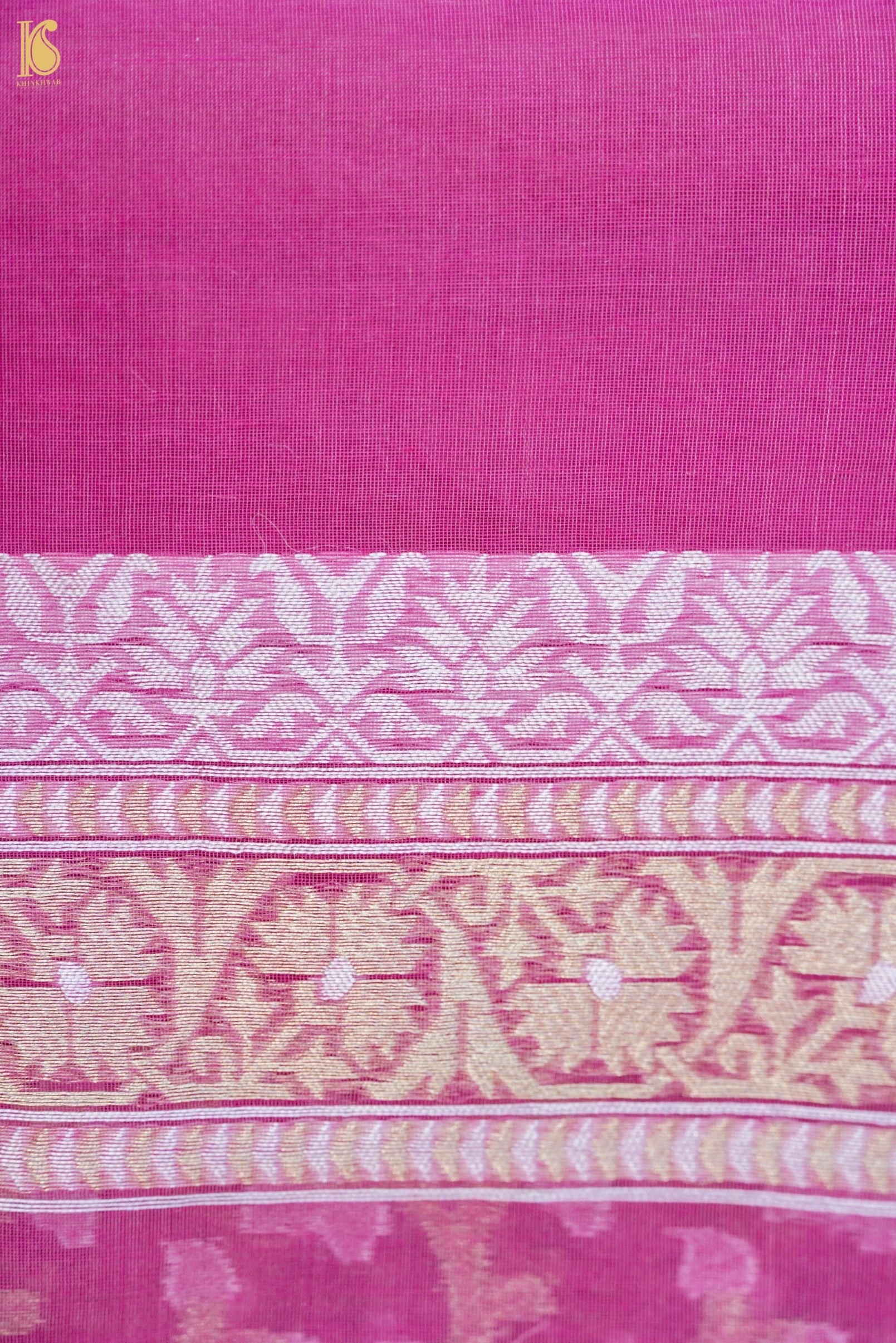 Handloom Kora Cotton Banarasi Resham Weave Saree