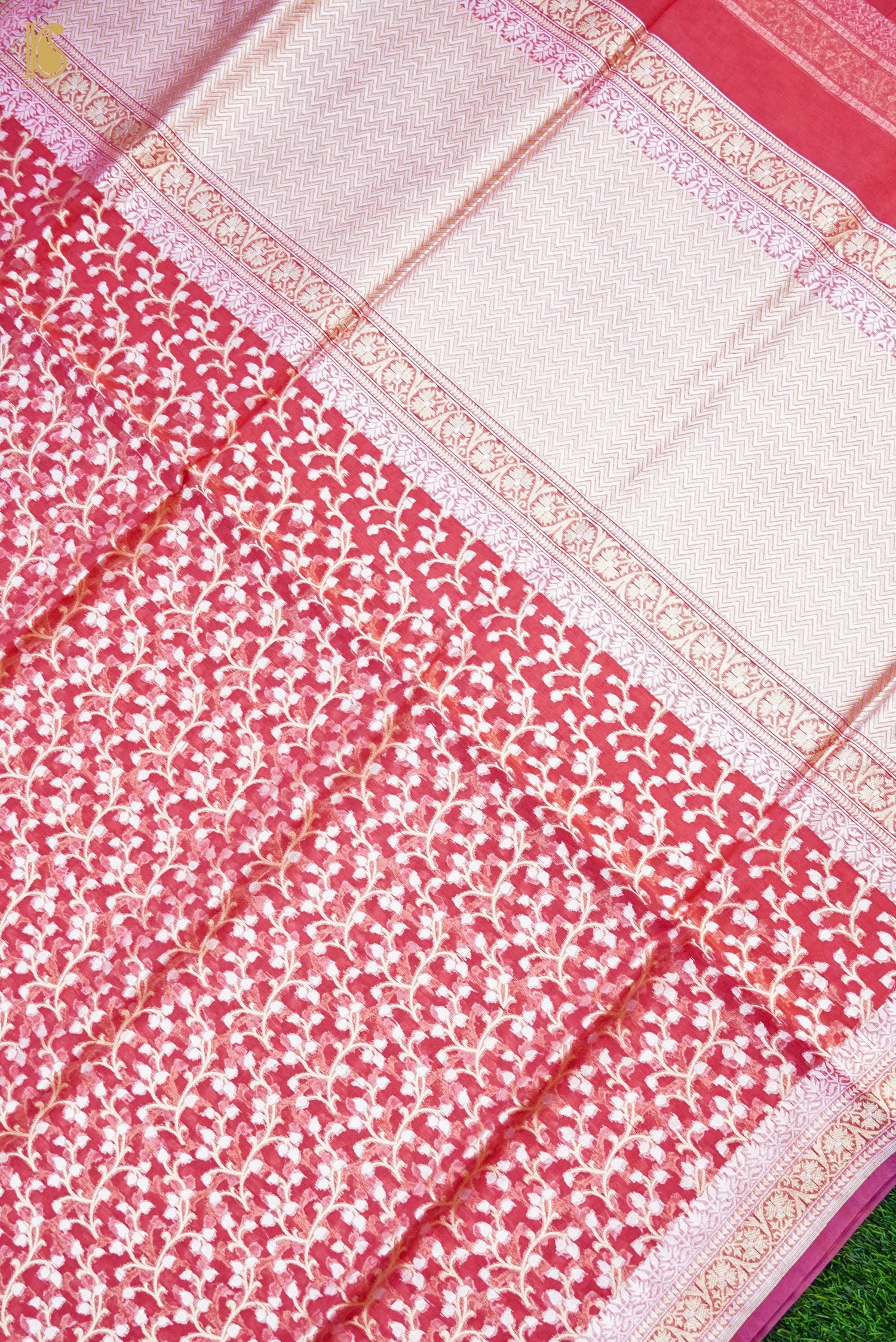 Handloom Kora Cotton Banarasi Resham Weave Saree
