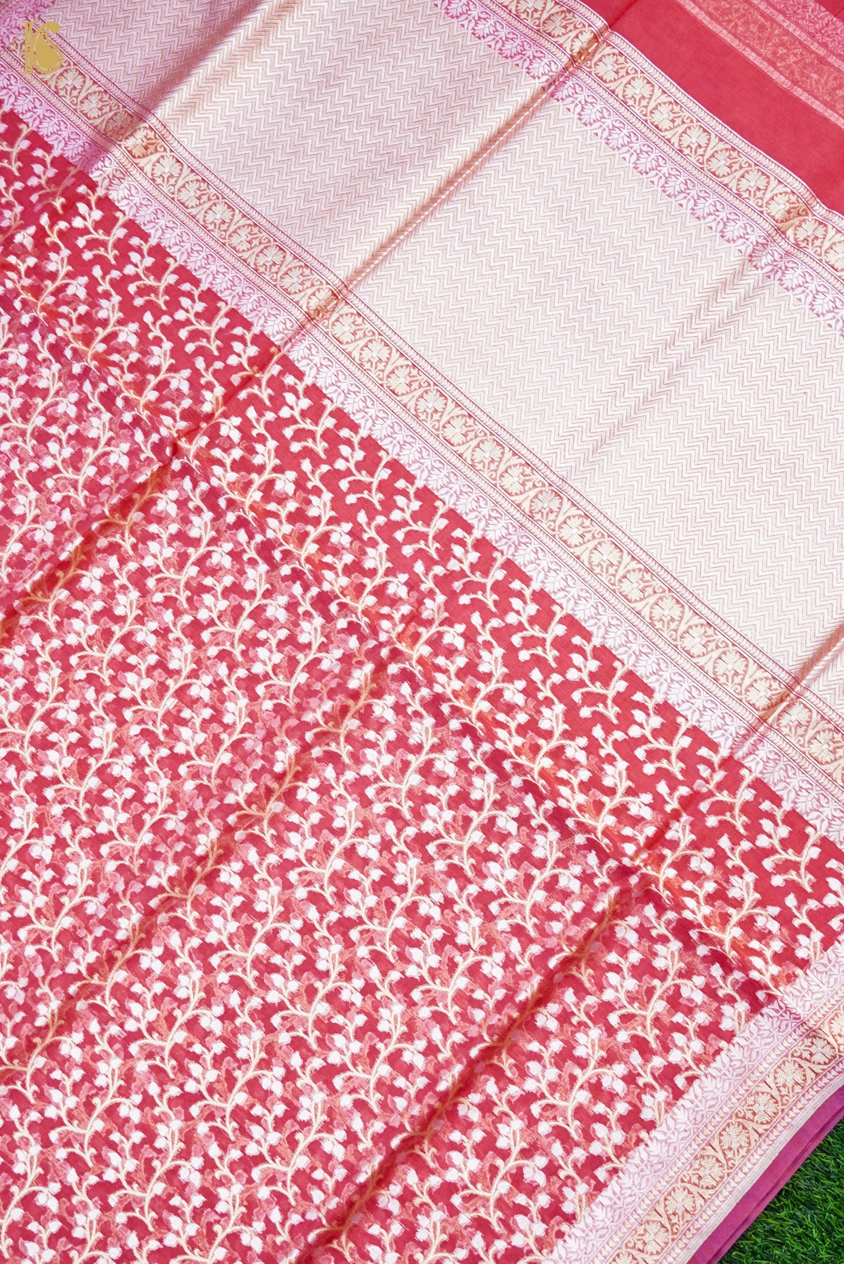 Handloom Kora Cotton Banarasi Resham Weave Saree
