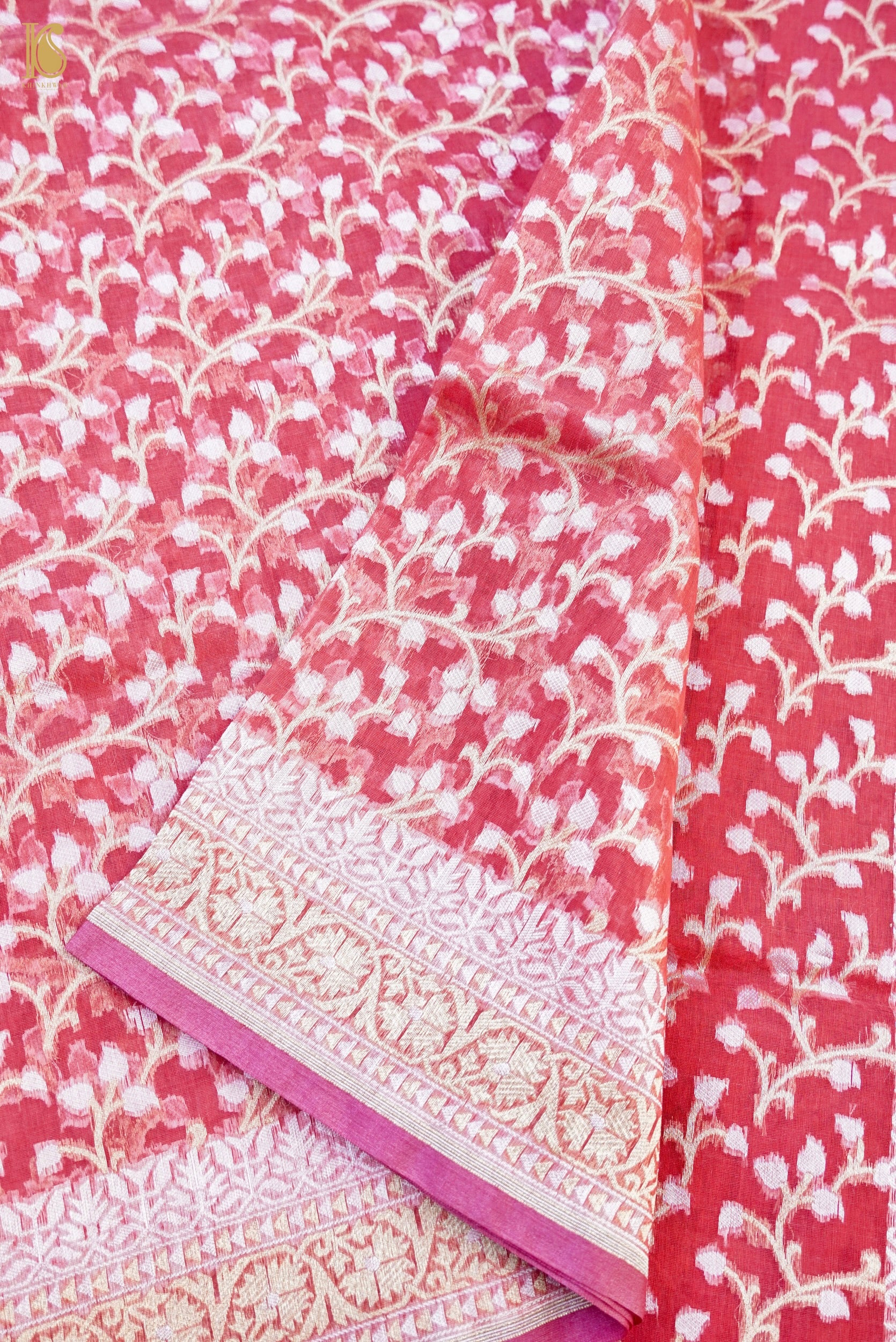 Handloom Kora Cotton Banarasi Resham Weave Saree