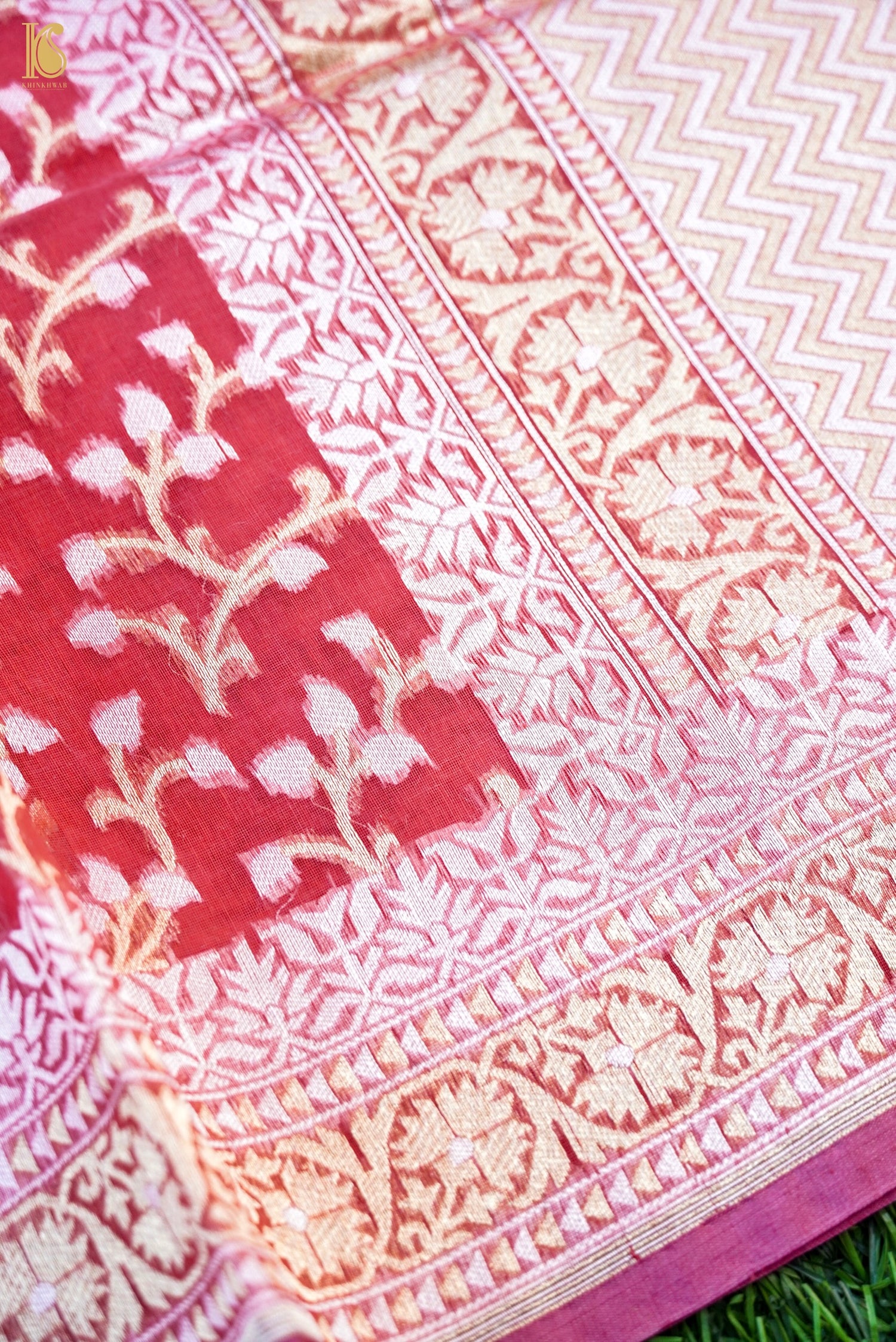 Handloom Kora Cotton Banarasi Resham Weave Saree