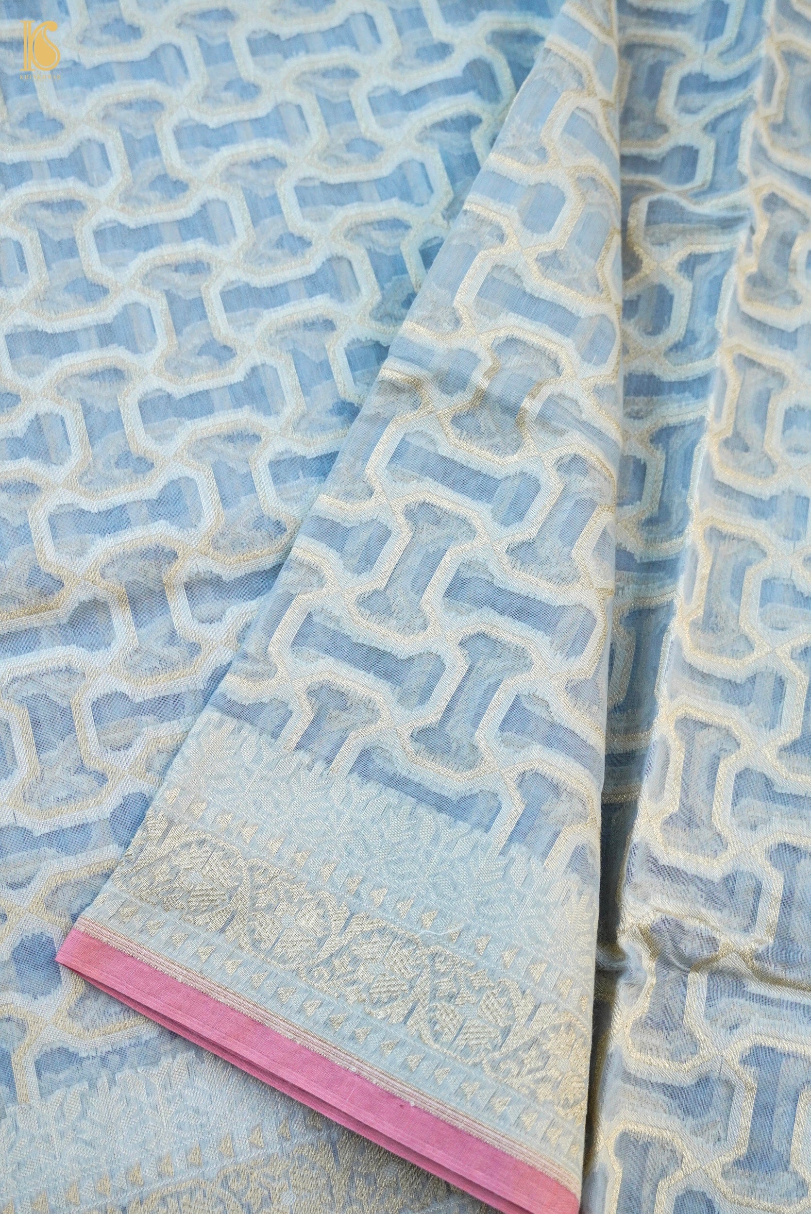 Handloom Kora Cotton Banarasi Resham Weave Saree