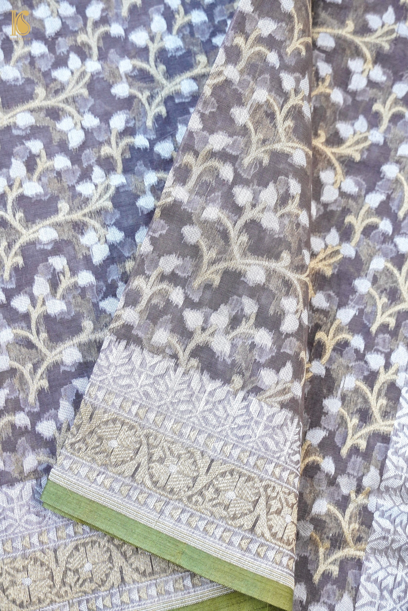 Handloom Kora Cotton Banarasi Resham Weave Saree