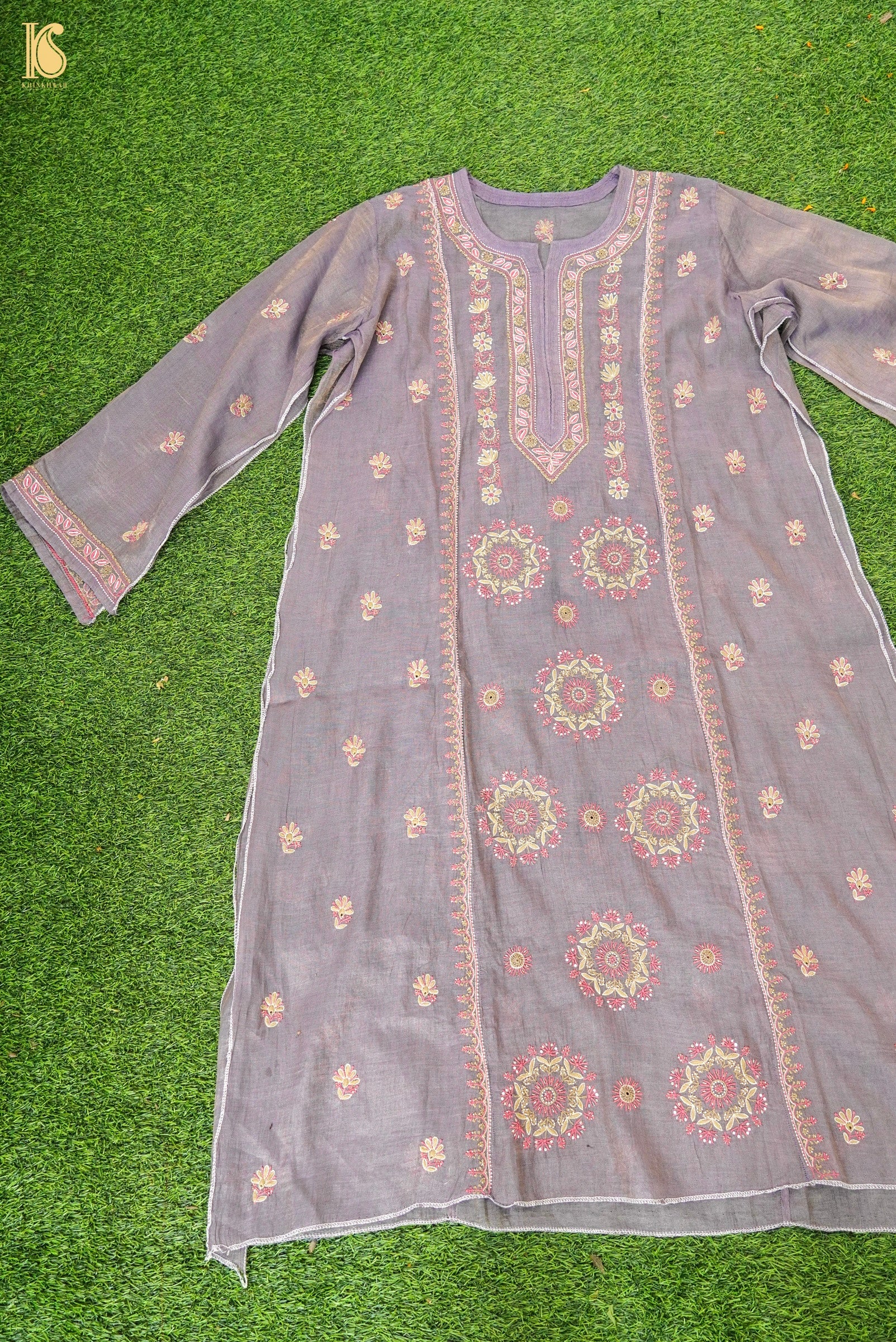Chikankari Pure Tissue Chanderi Silk Suit Set