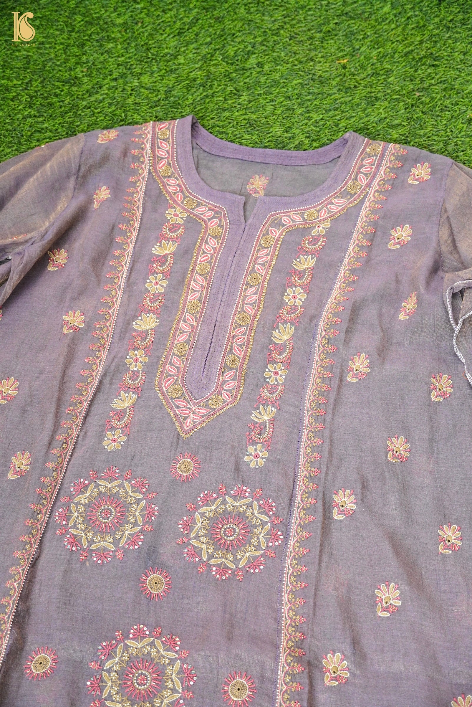Chikankari Pure Tissue Chanderi Silk Suit Set
