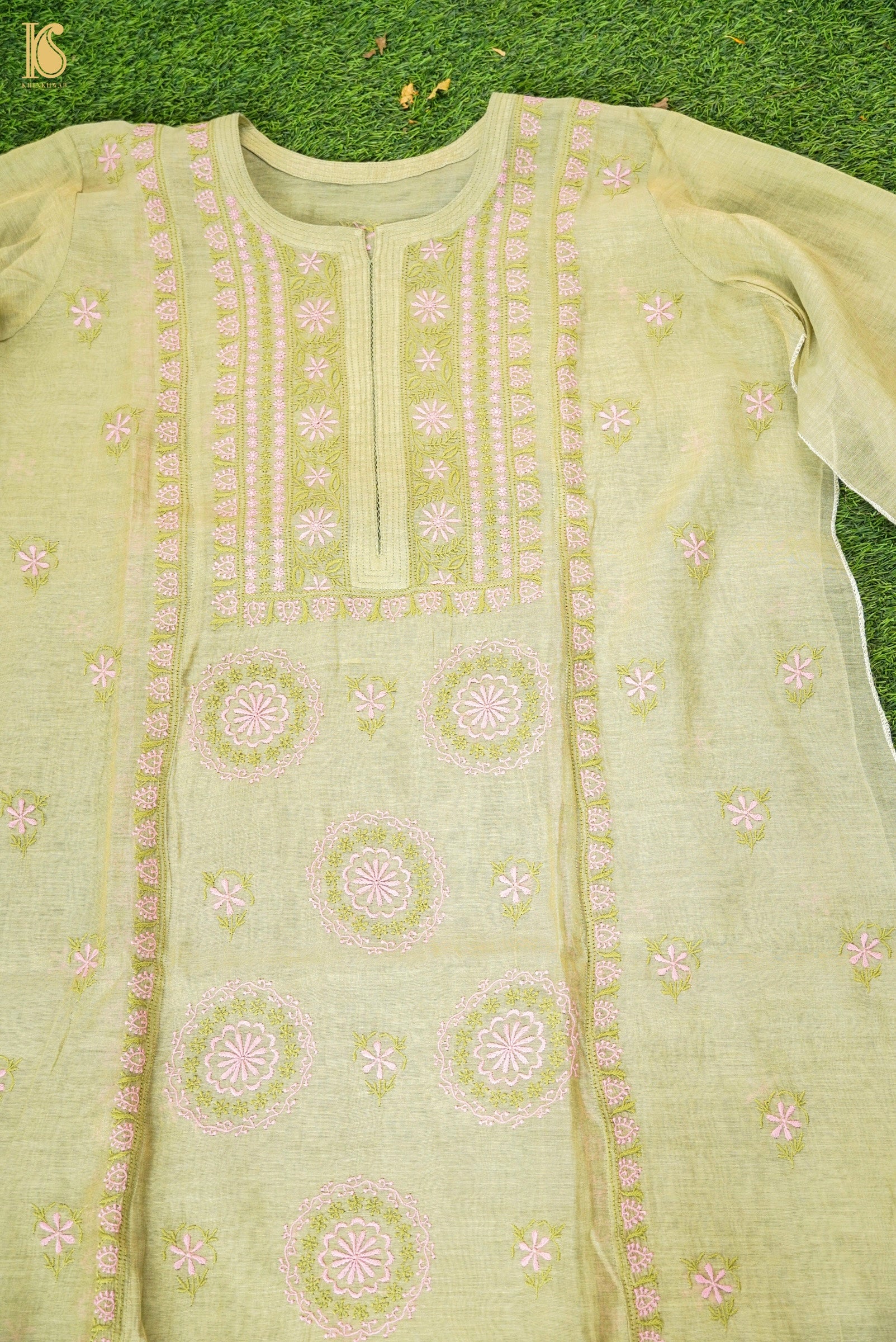 Chikankari Pure Tissue Chanderi Silk Suit Set