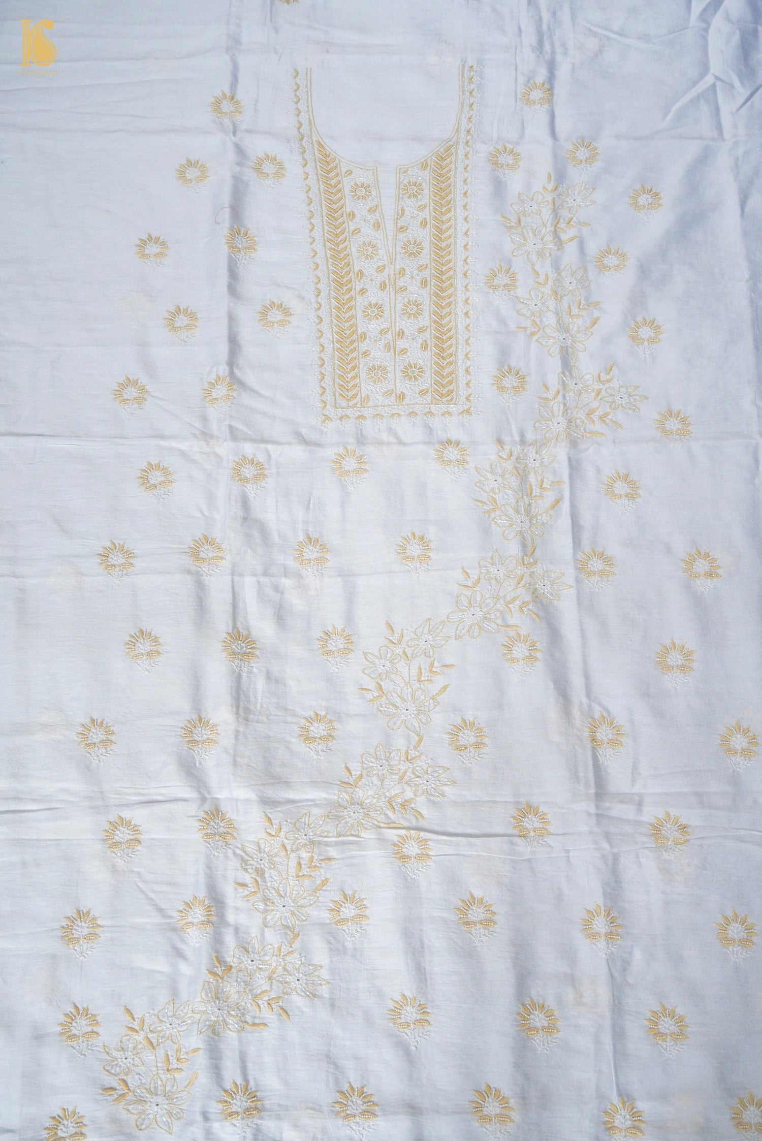 Chikankari Pure Chanderi Silk Suit Set