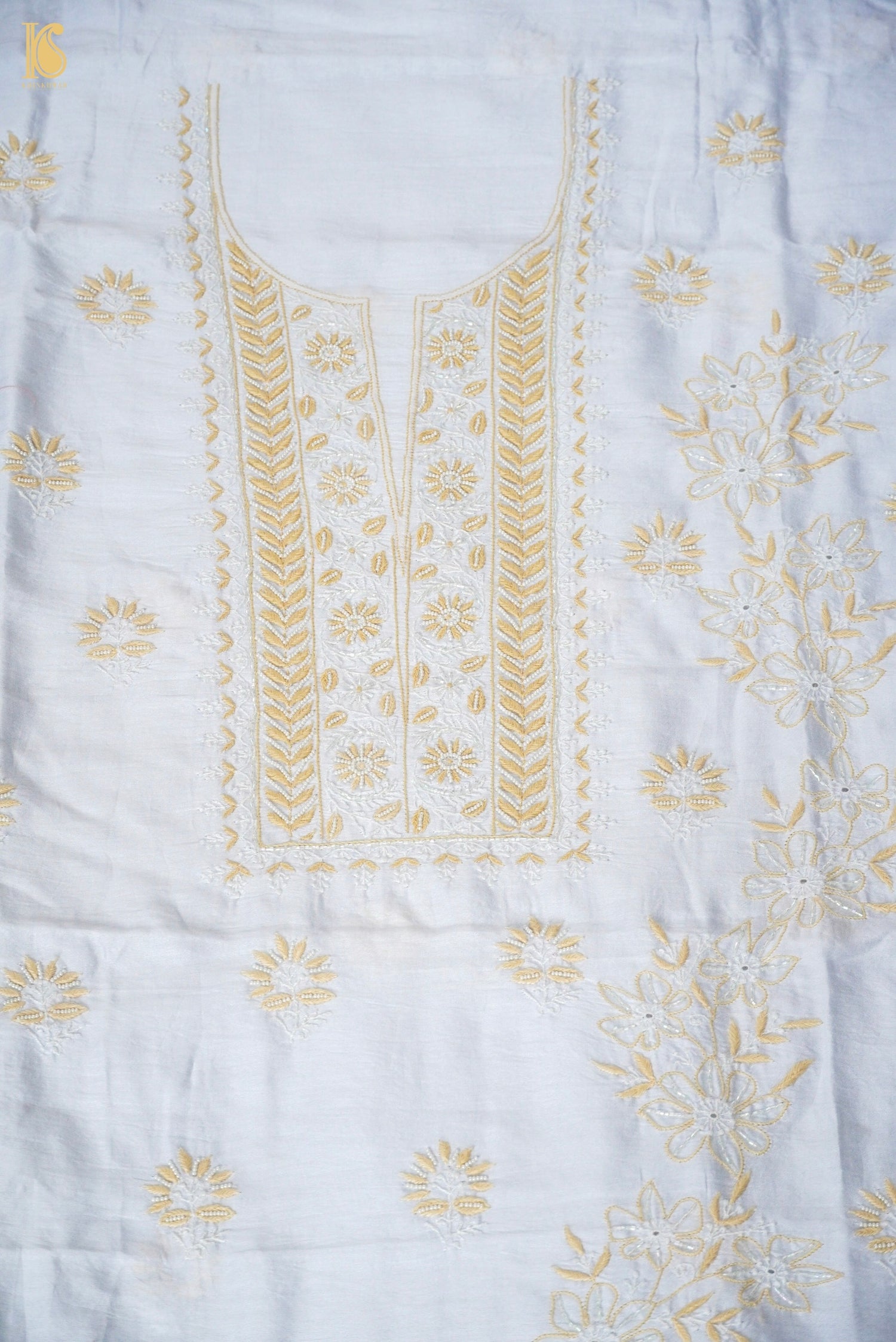 Chikankari Pure Chanderi Silk Suit Set
