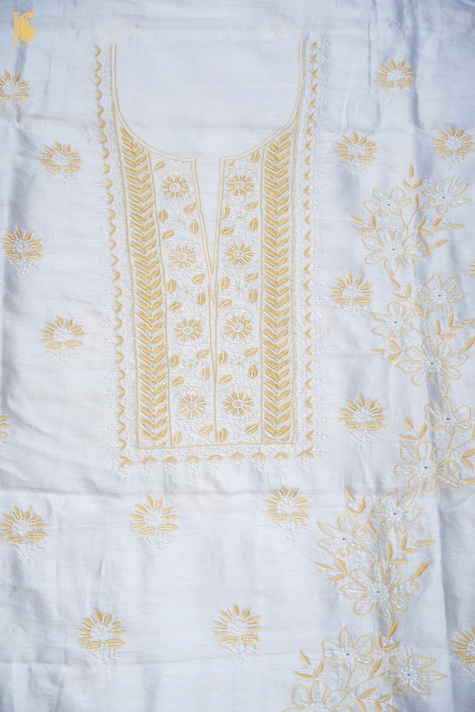 Chikankari Pure Chanderi Silk Suit Set