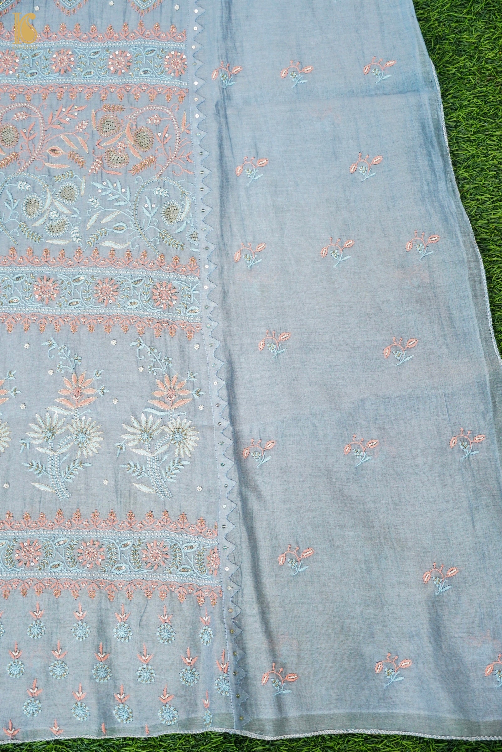 Chikankari Pure Mal Chanderi Suit Set