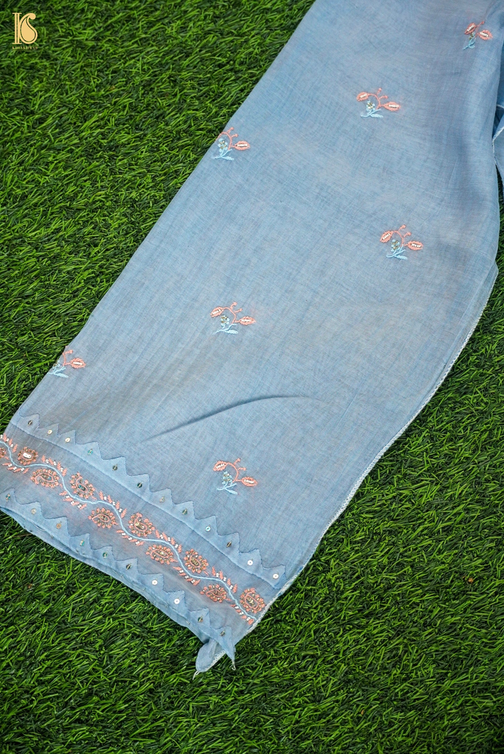 Chikankari Pure Mal Chanderi Suit Set