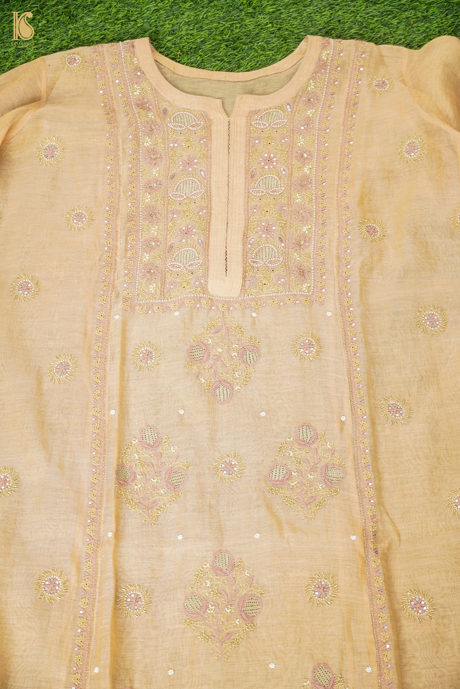 Chikankari Pure Tissue Chanderi Silk Suit Set