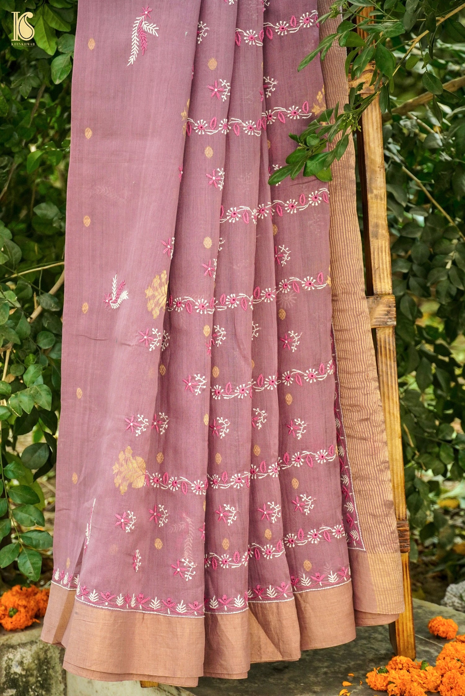 Chikankari Pure Chanderi Saree