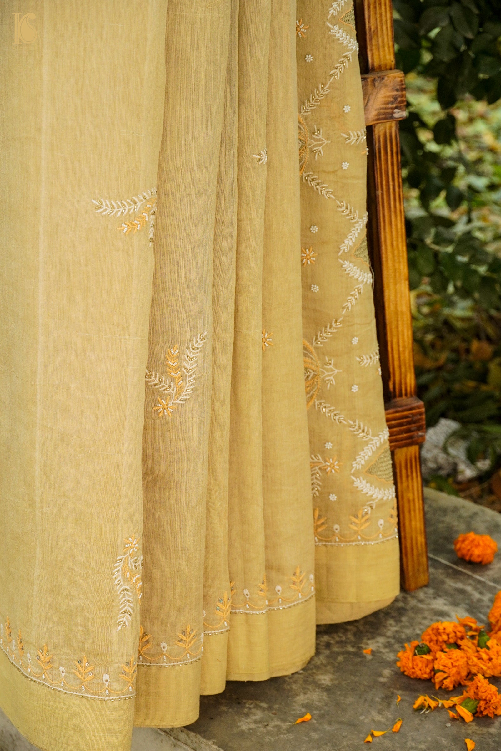 Chikankari Pure Tissue Chanderi Saree