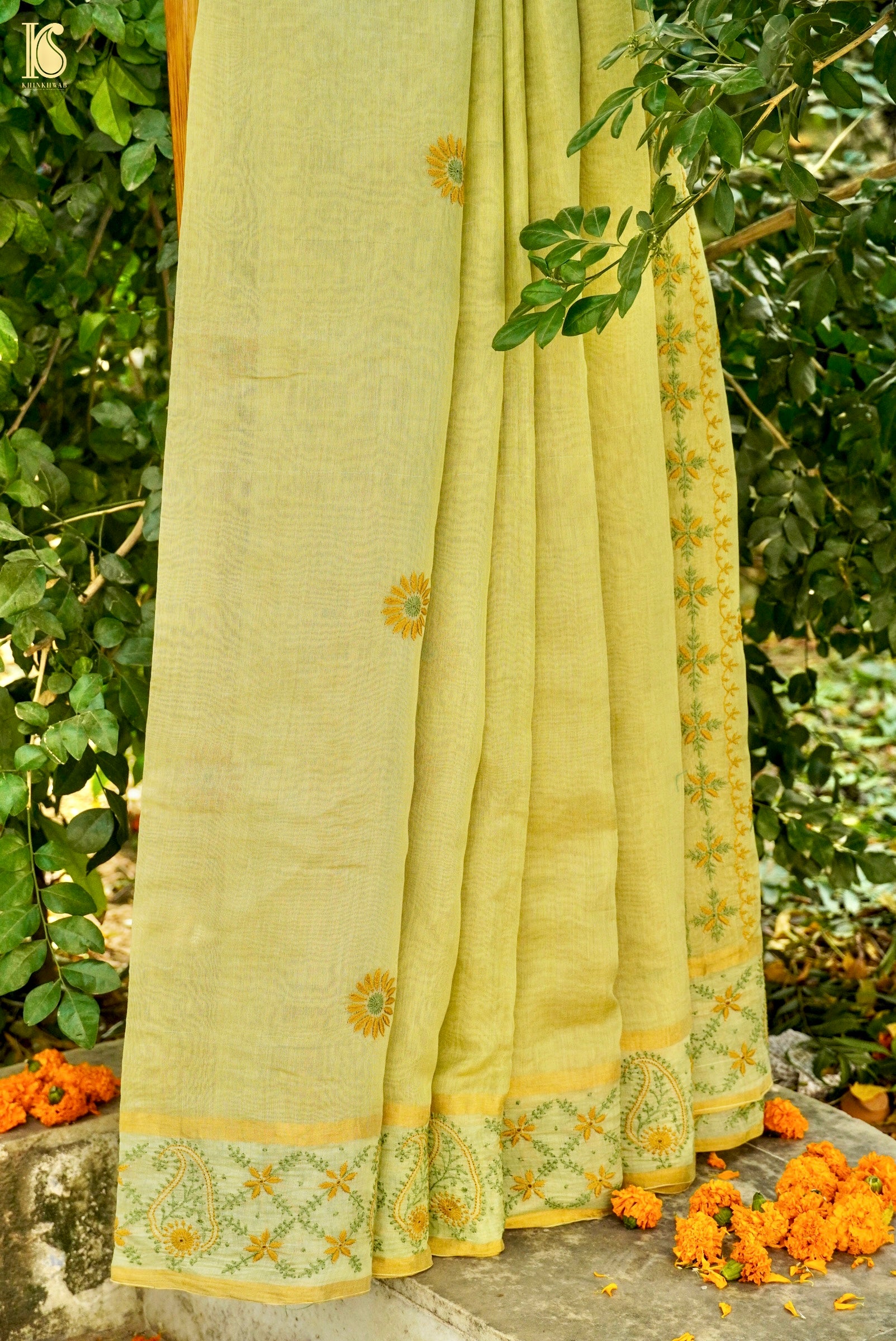 Chikankari Pure Tissue Chanderi Saree