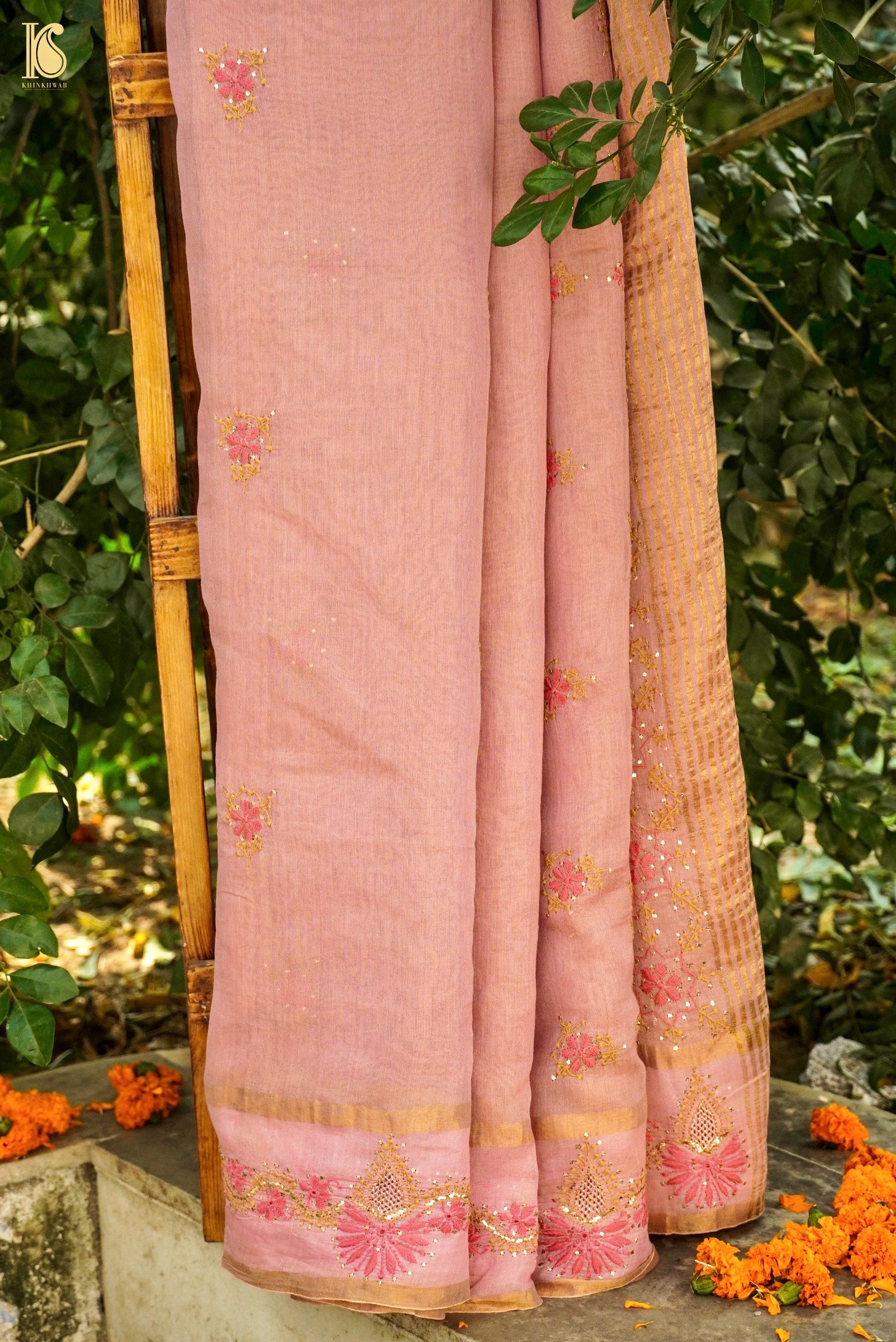 Chikankari Pure Tissue Chanderi Saree