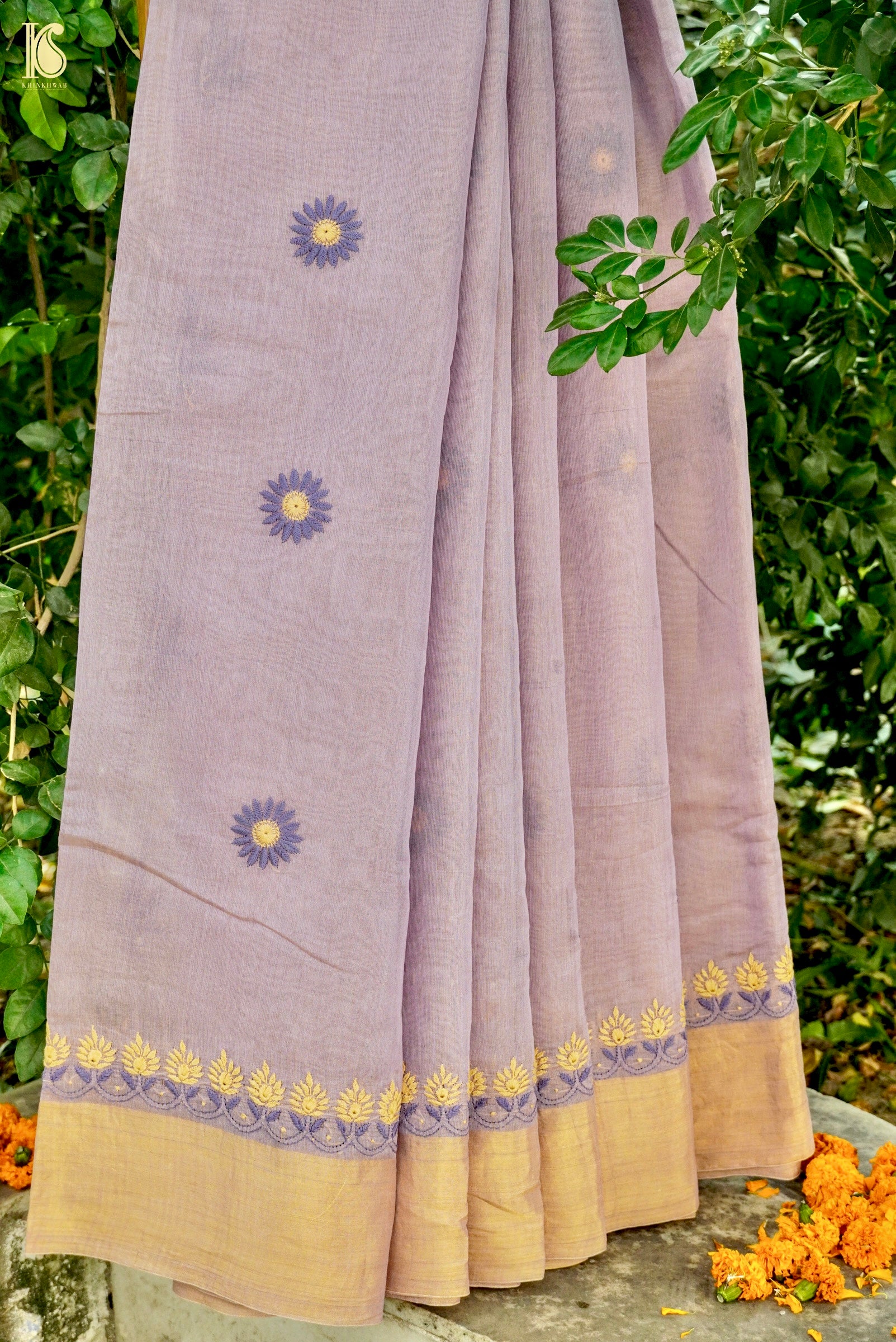 Chikankari Pure Tissue Chanderi Saree