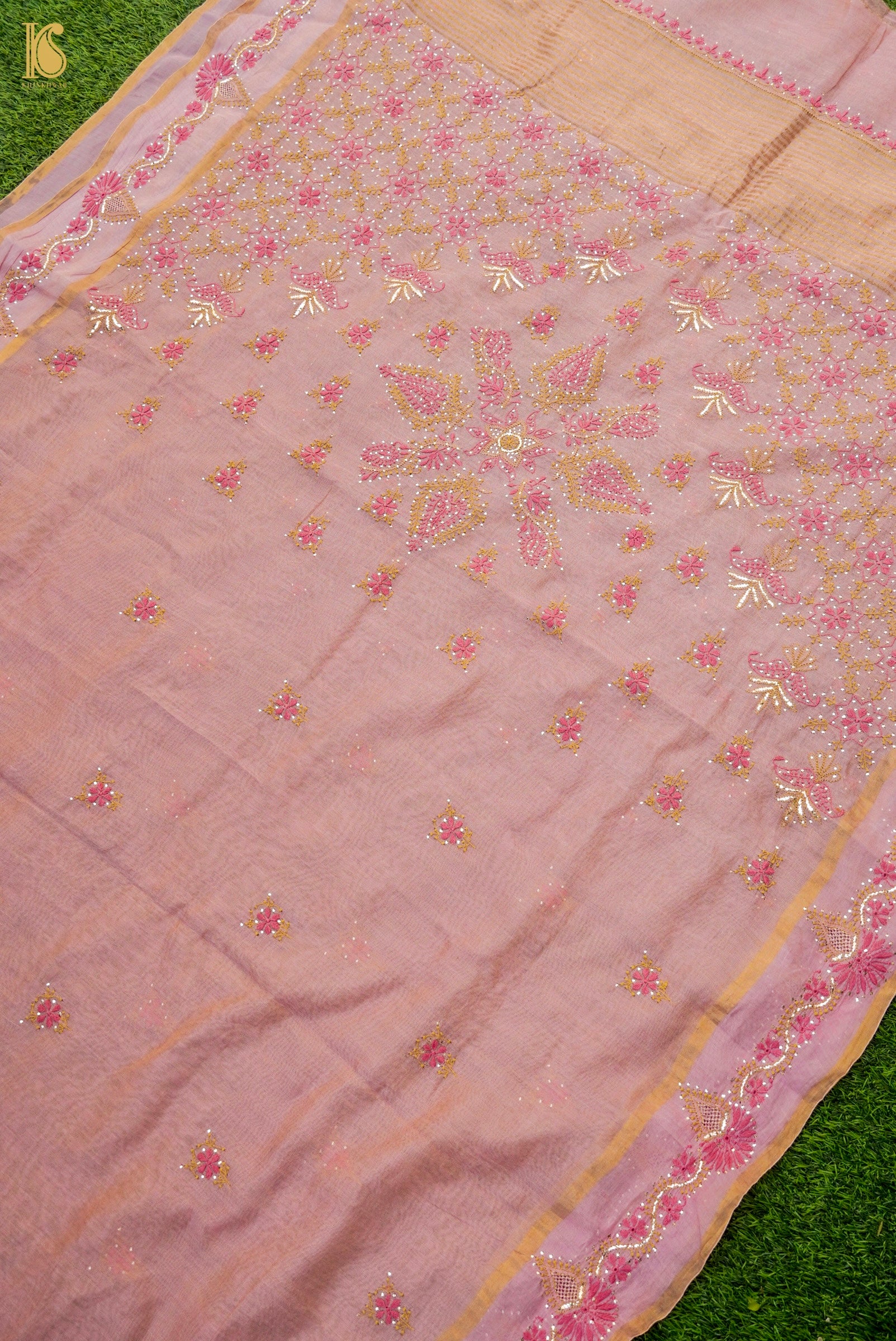 Chikankari Pure Tissue Chanderi Saree