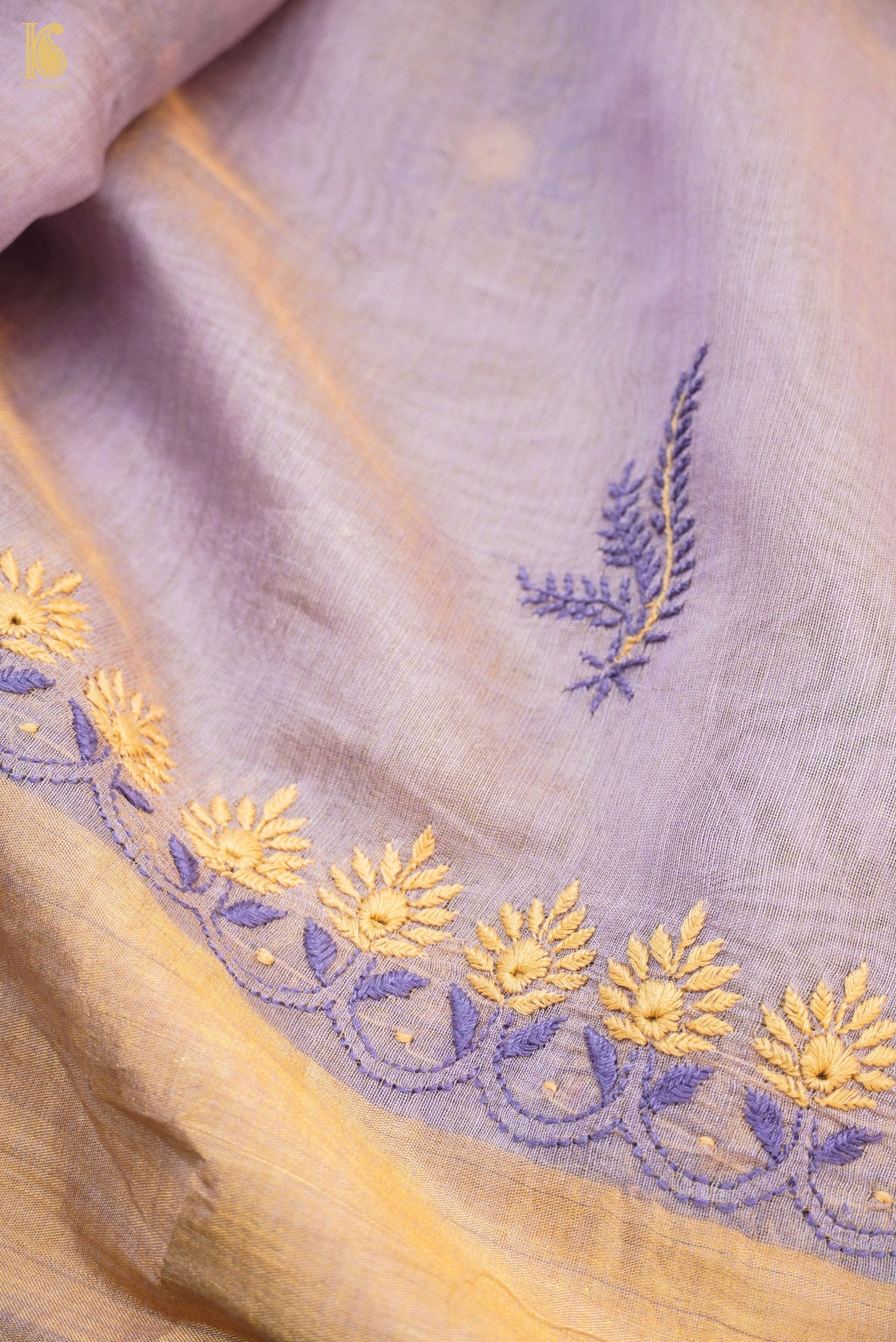 Chikankari Pure Tissue Chanderi Saree