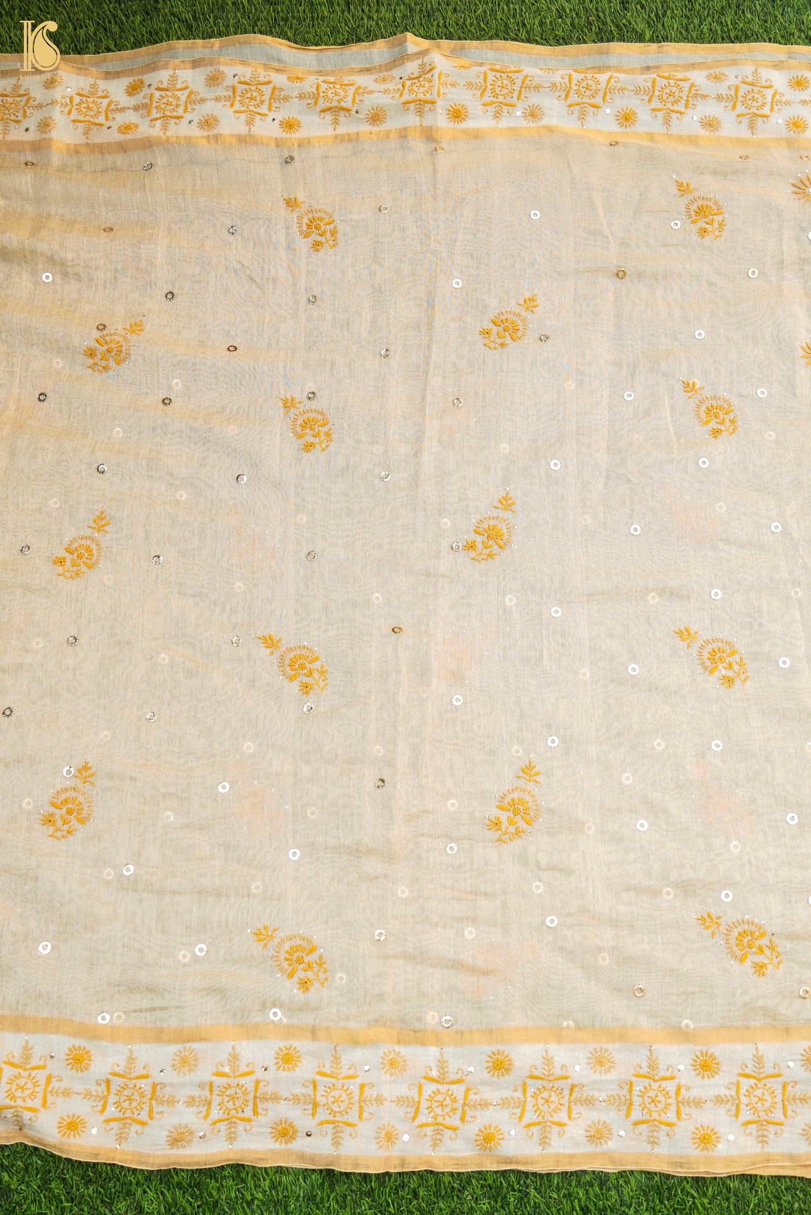 Chikankari Pure Tissue Chanderi Saree
