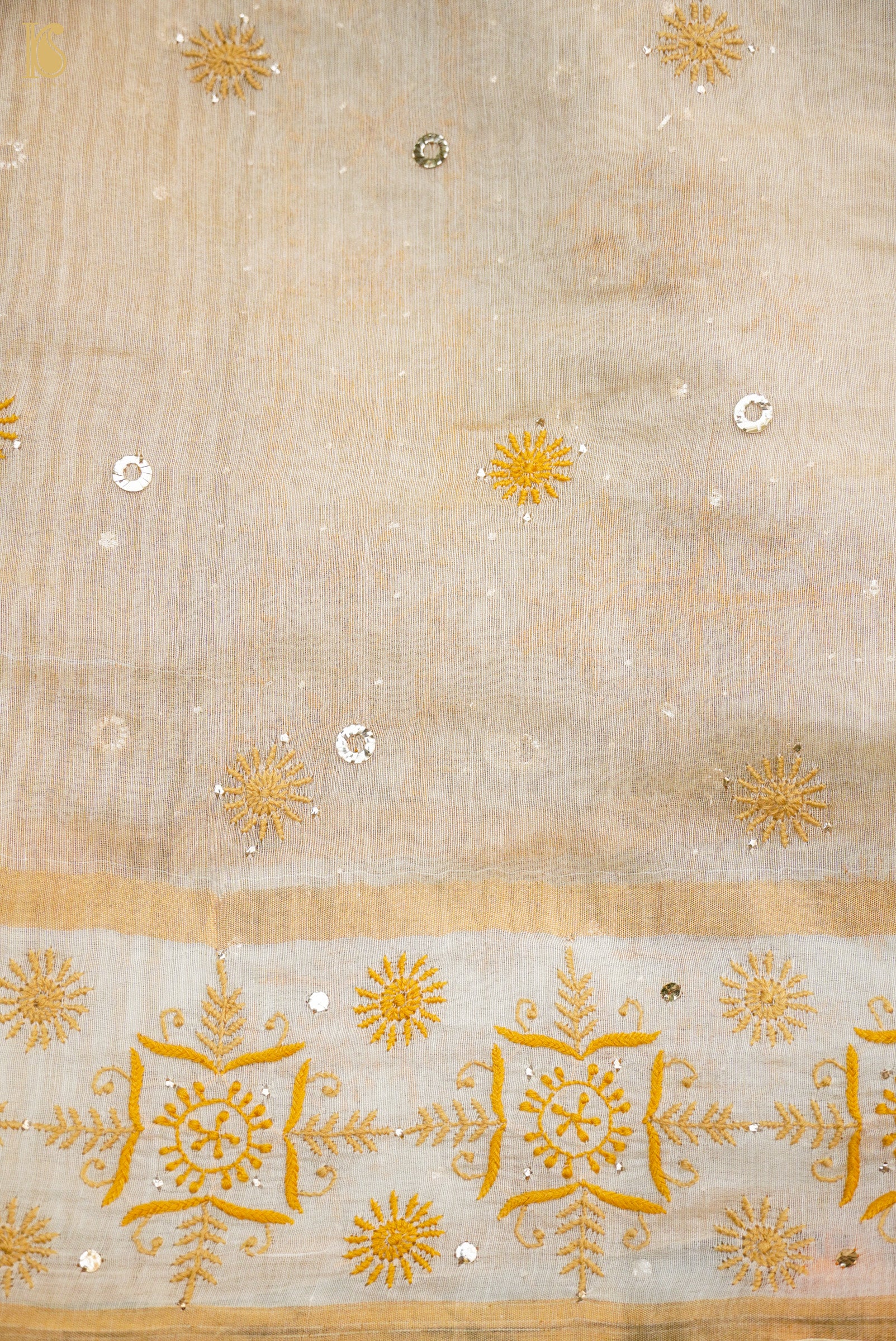 Chikankari Pure Tissue Chanderi Saree