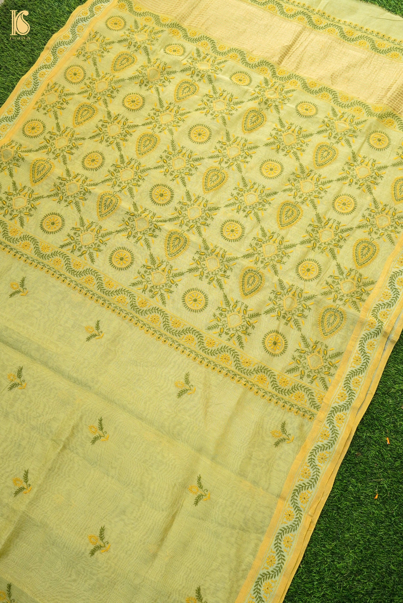 Chikankari Pure Tissue Chanderi Saree