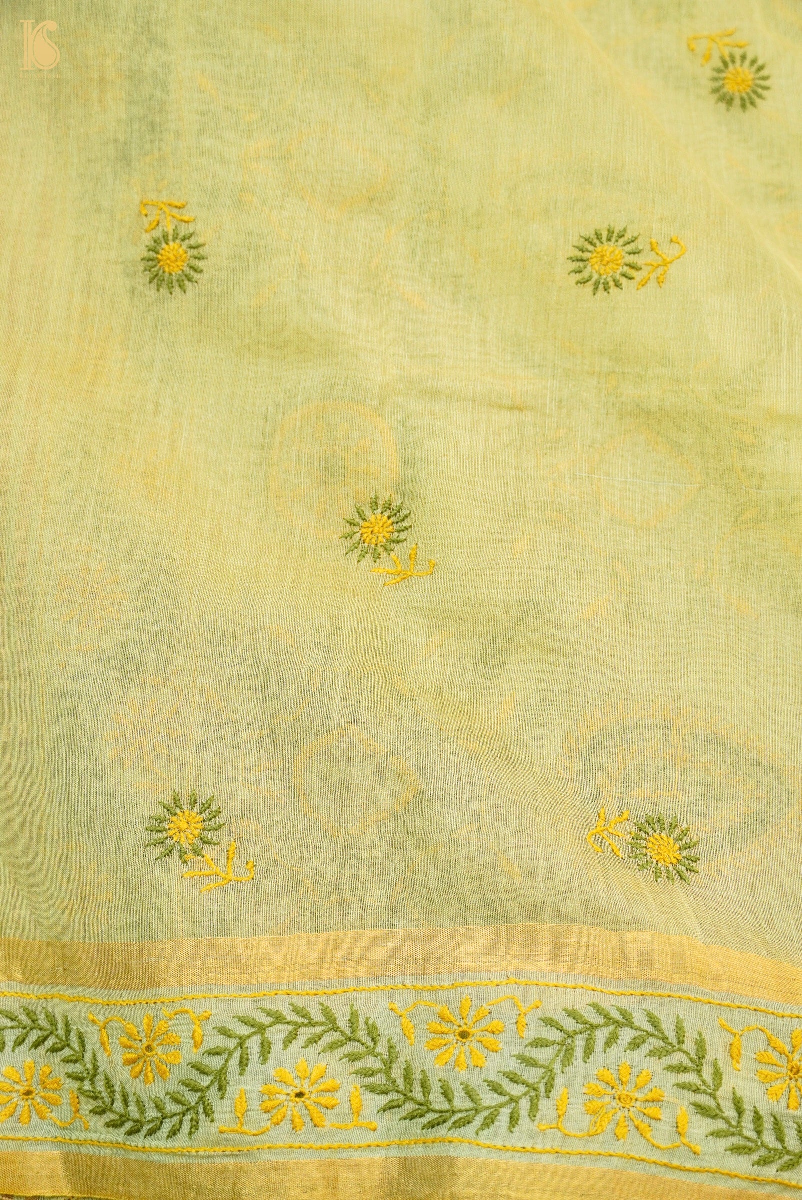 Chikankari Pure Tissue Chanderi Saree