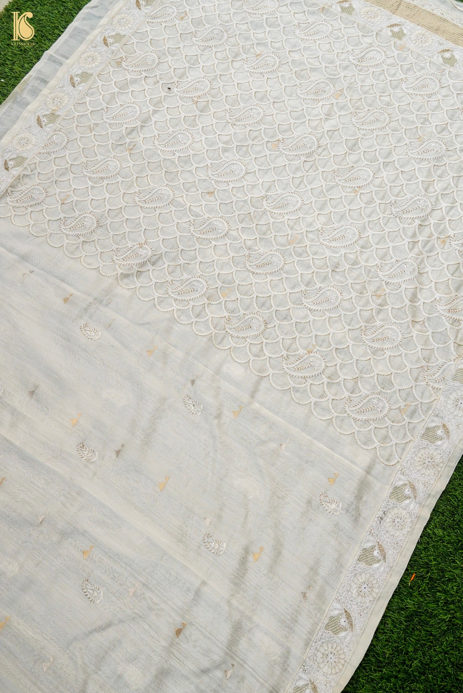 Chikankari Pure Chanderi Saree