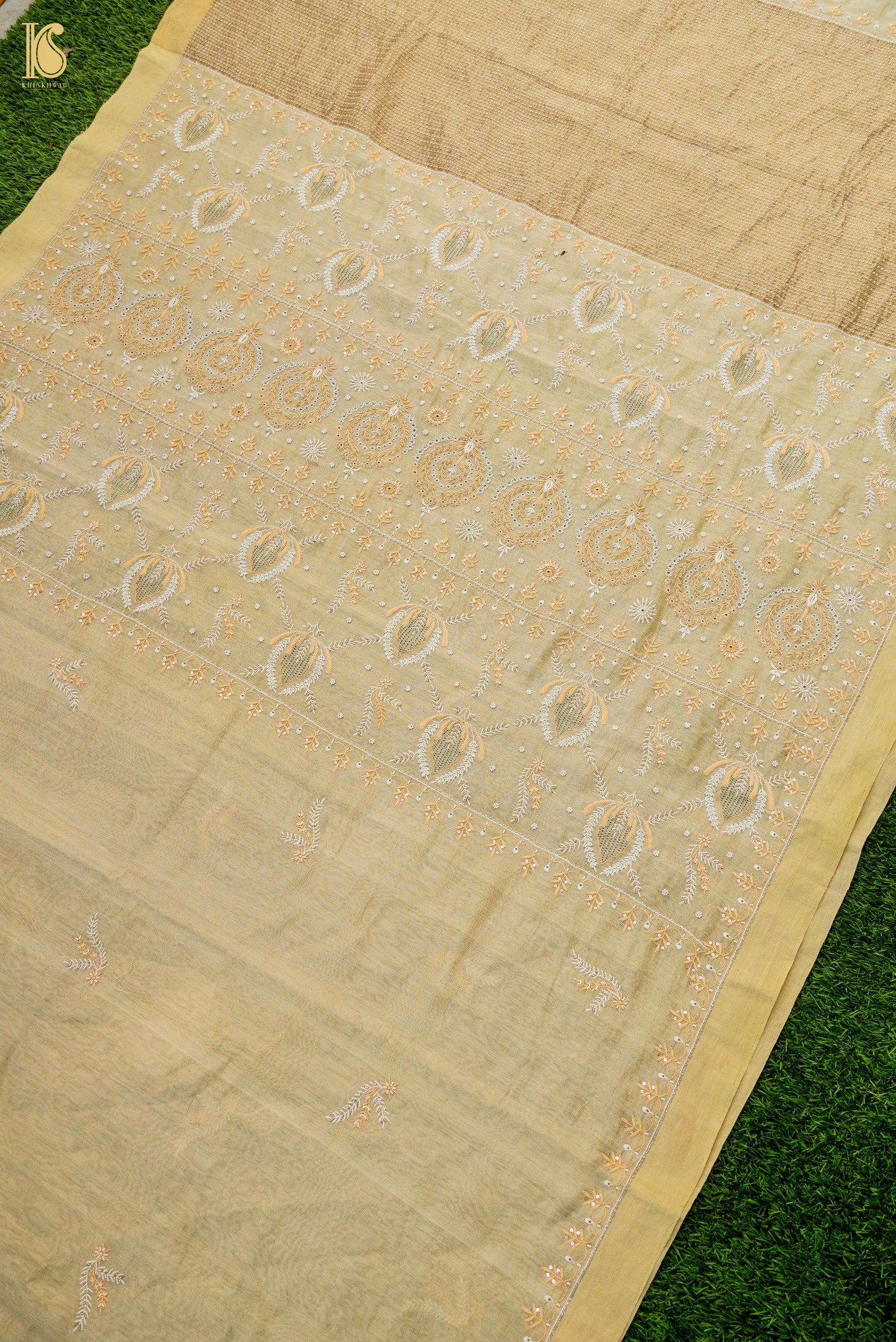 Chikankari Pure Tissue Chanderi Saree