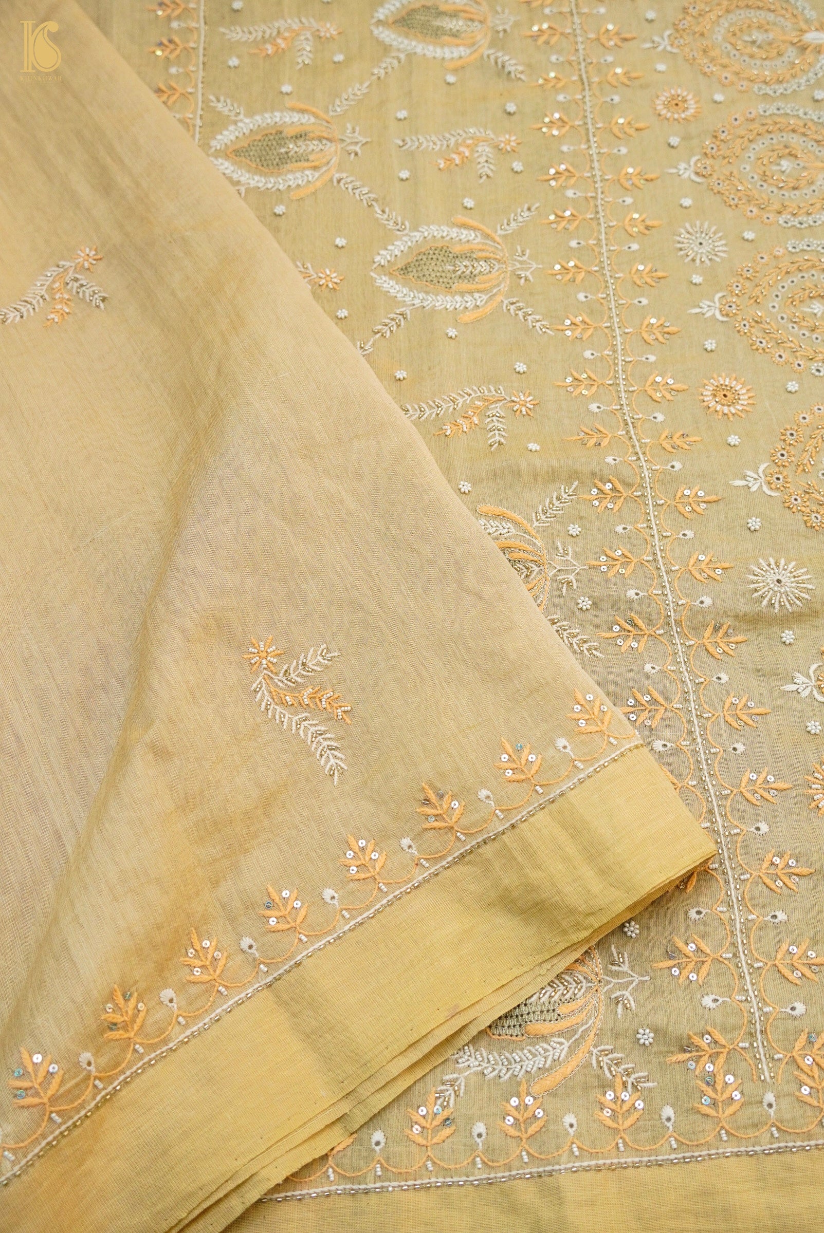 Chikankari Pure Tissue Chanderi Saree